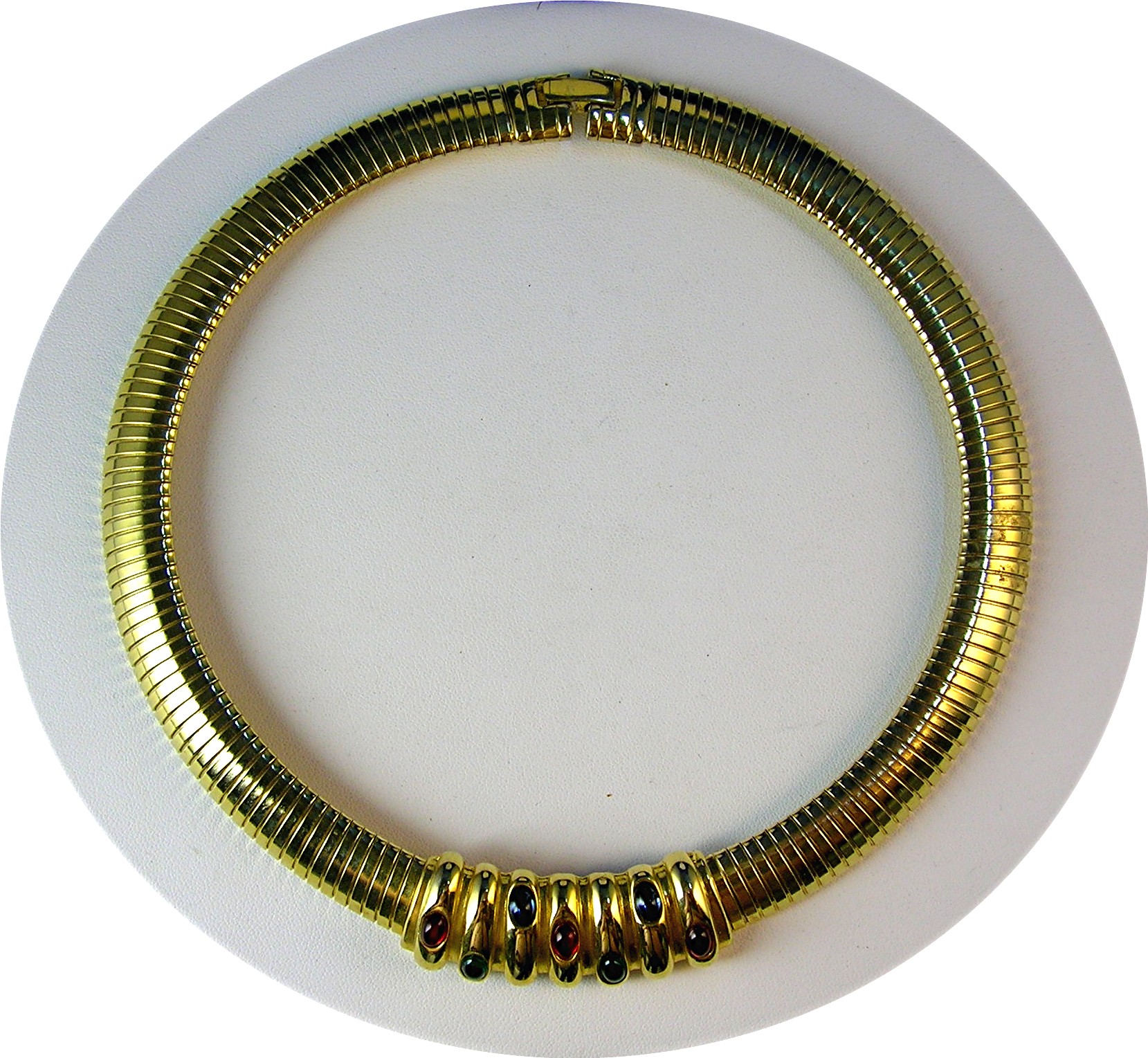 Gold Sapphire Emerald Ruby Omega 18 Inch PEY  Necklace