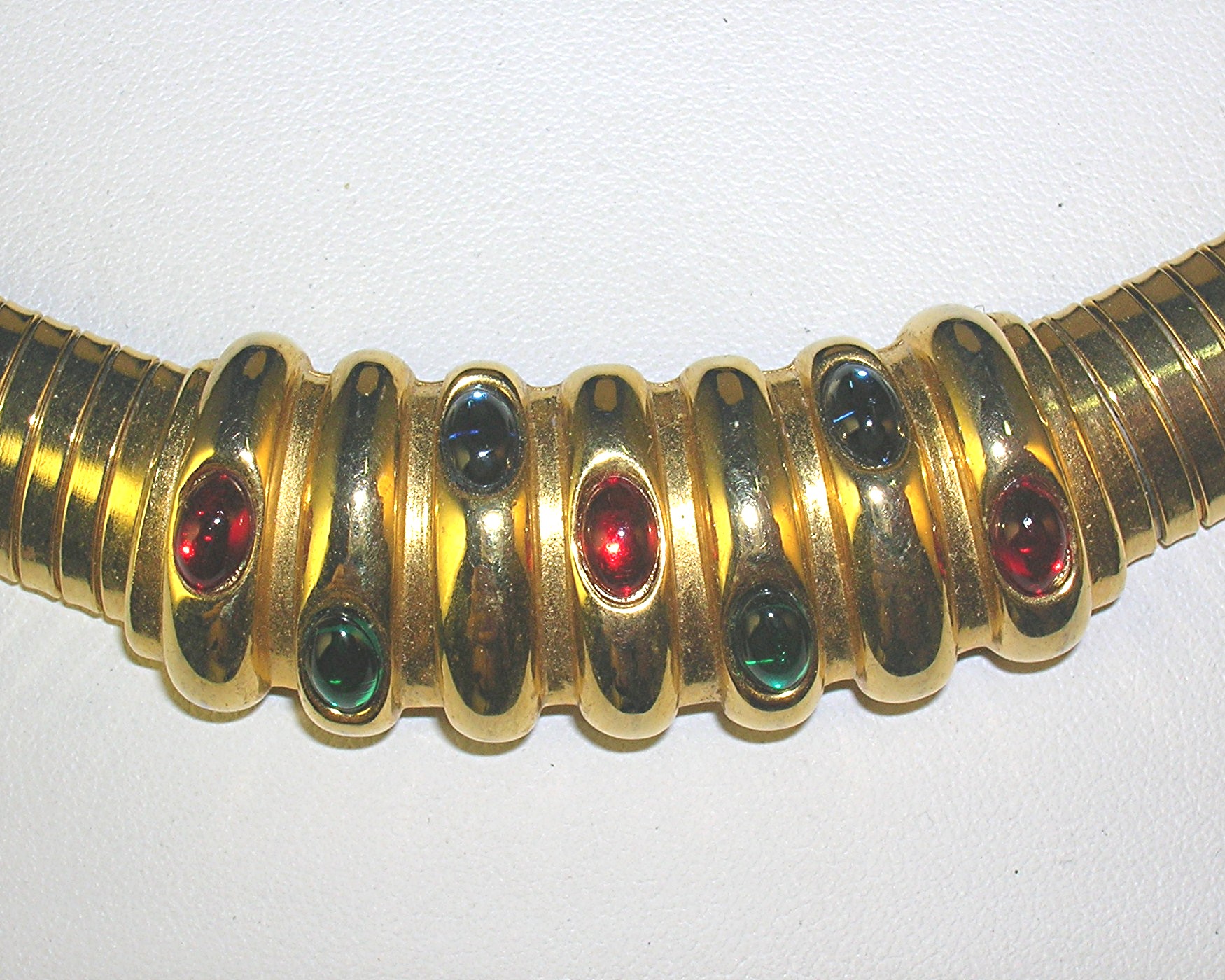 Gold Sapphire Emerald Ruby Omega 18 Inch PEY  Necklace