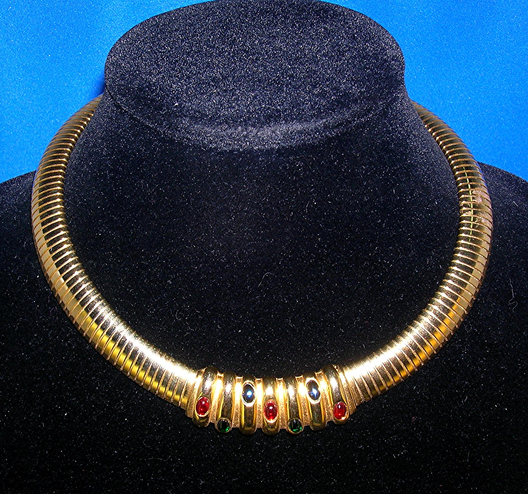 Gold Sapphire Emerald Ruby Omega 18 Inch PEY  Necklace