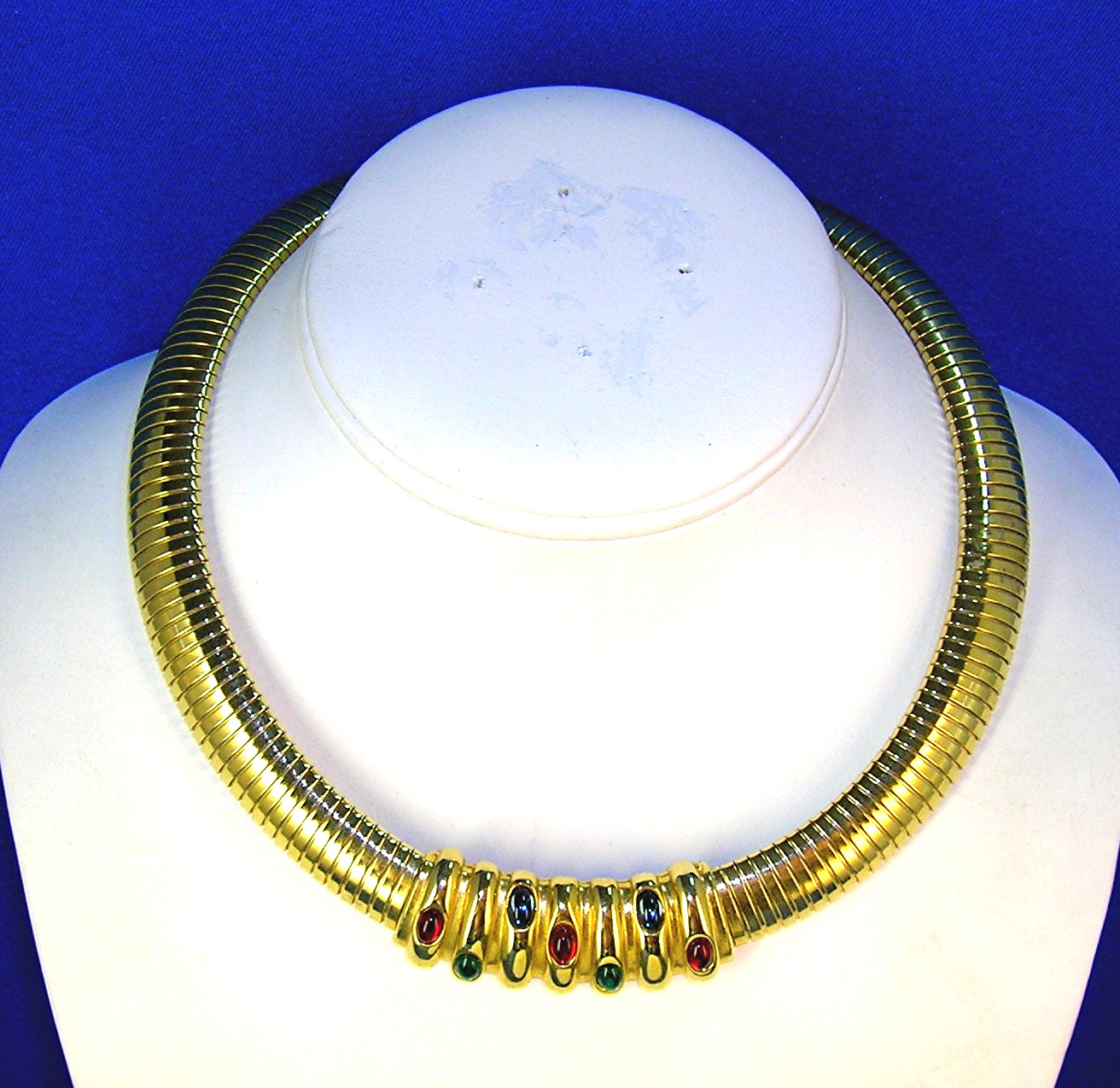 Gold Sapphire Emerald Ruby Omega 18 Inch PEY  Necklace