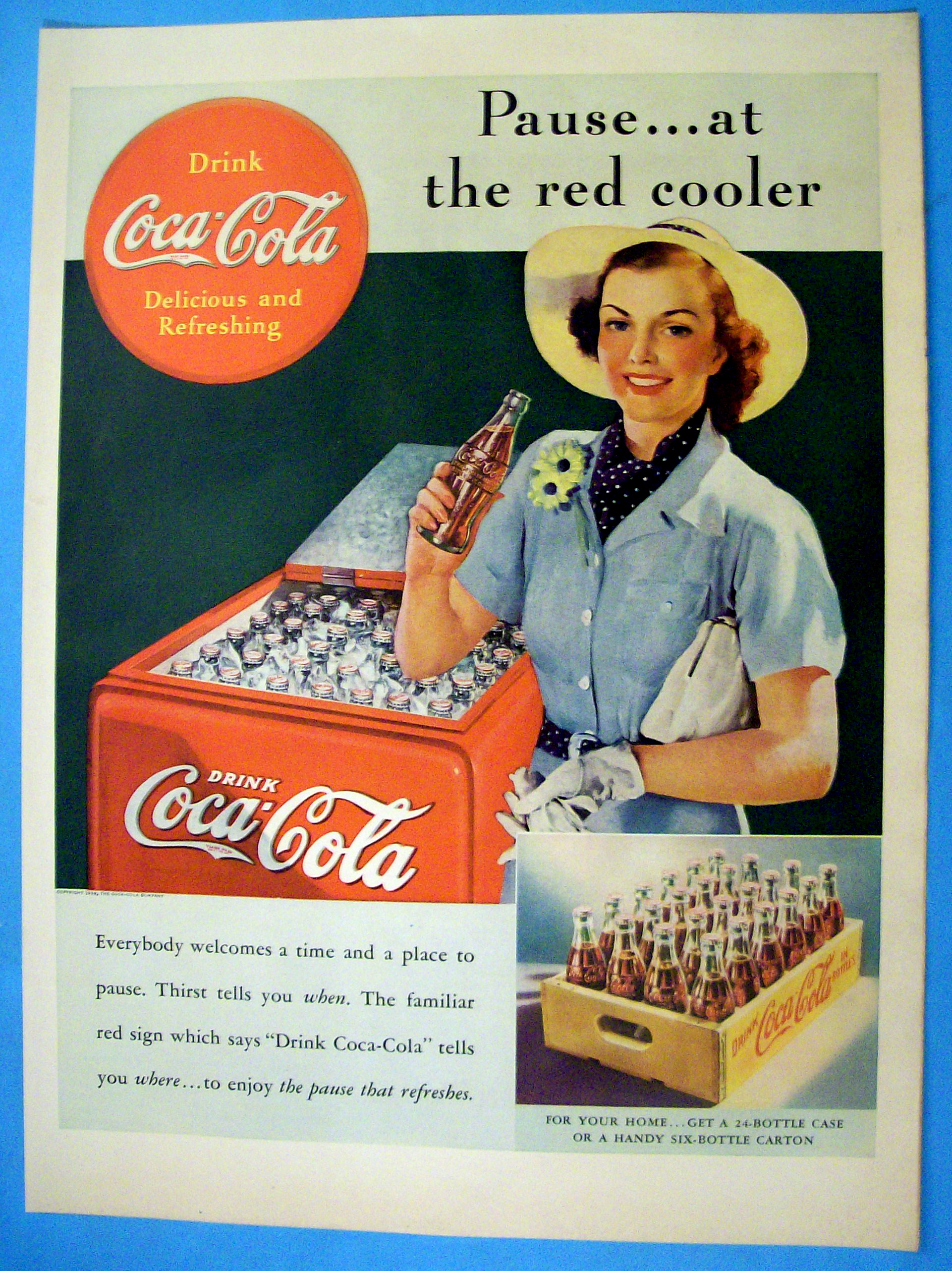 1938 Coca Cola (Coke) with Woman Grabbing a Bottle