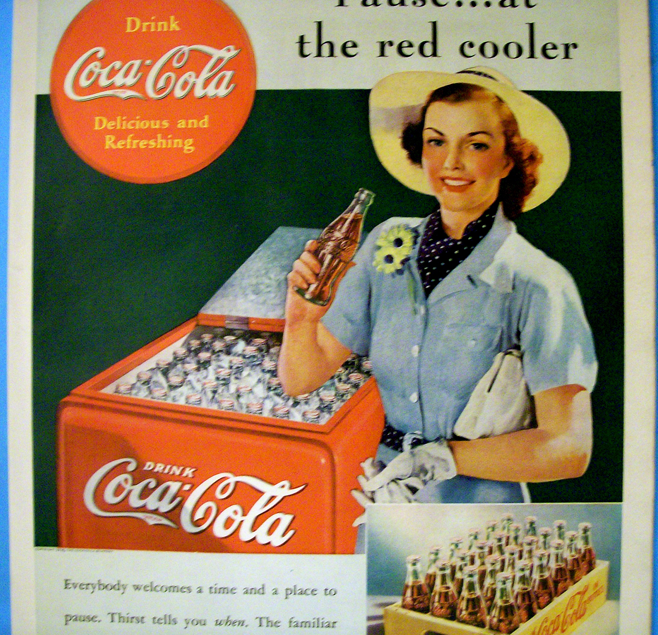 1938 Coca Cola (Coke) with Woman Grabbing a Bottle