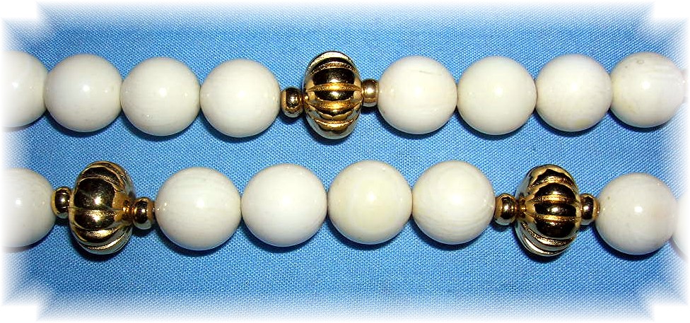 Bone Ivory Heart Antique  Beads Necklace