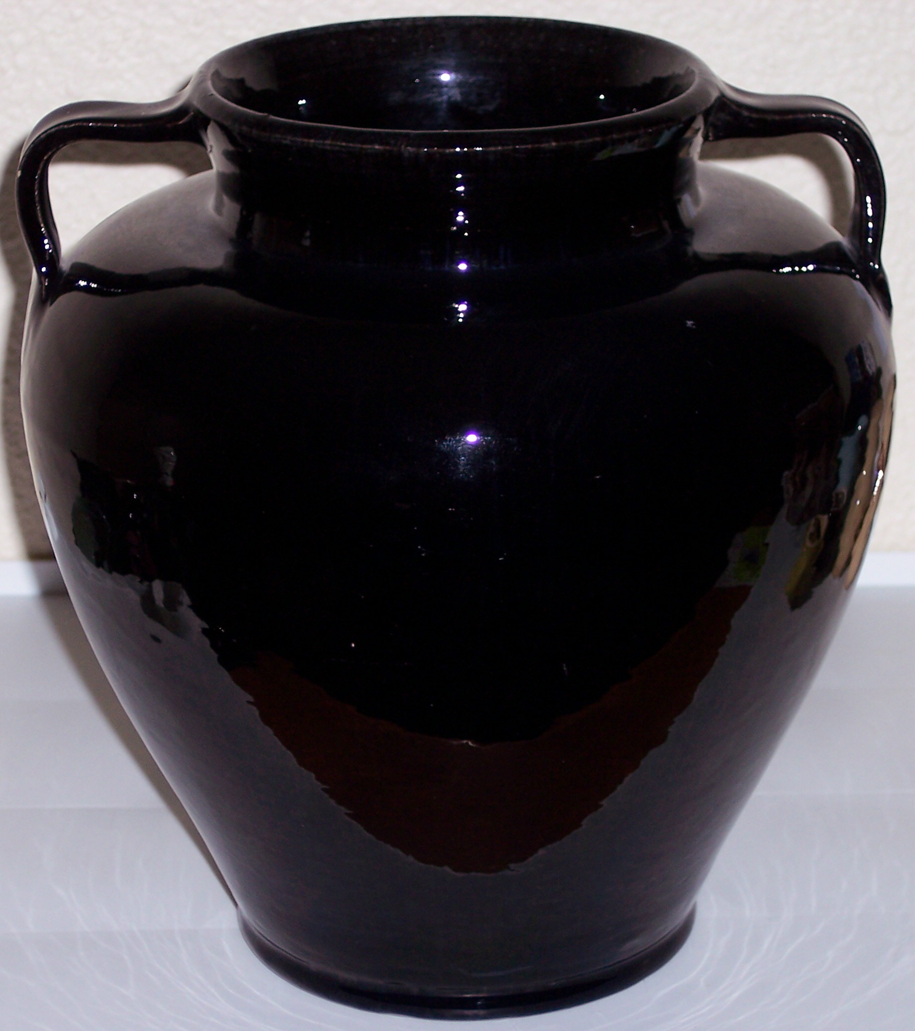 Mission Pottery Black 2-Handle Wheel Thrown Vase!