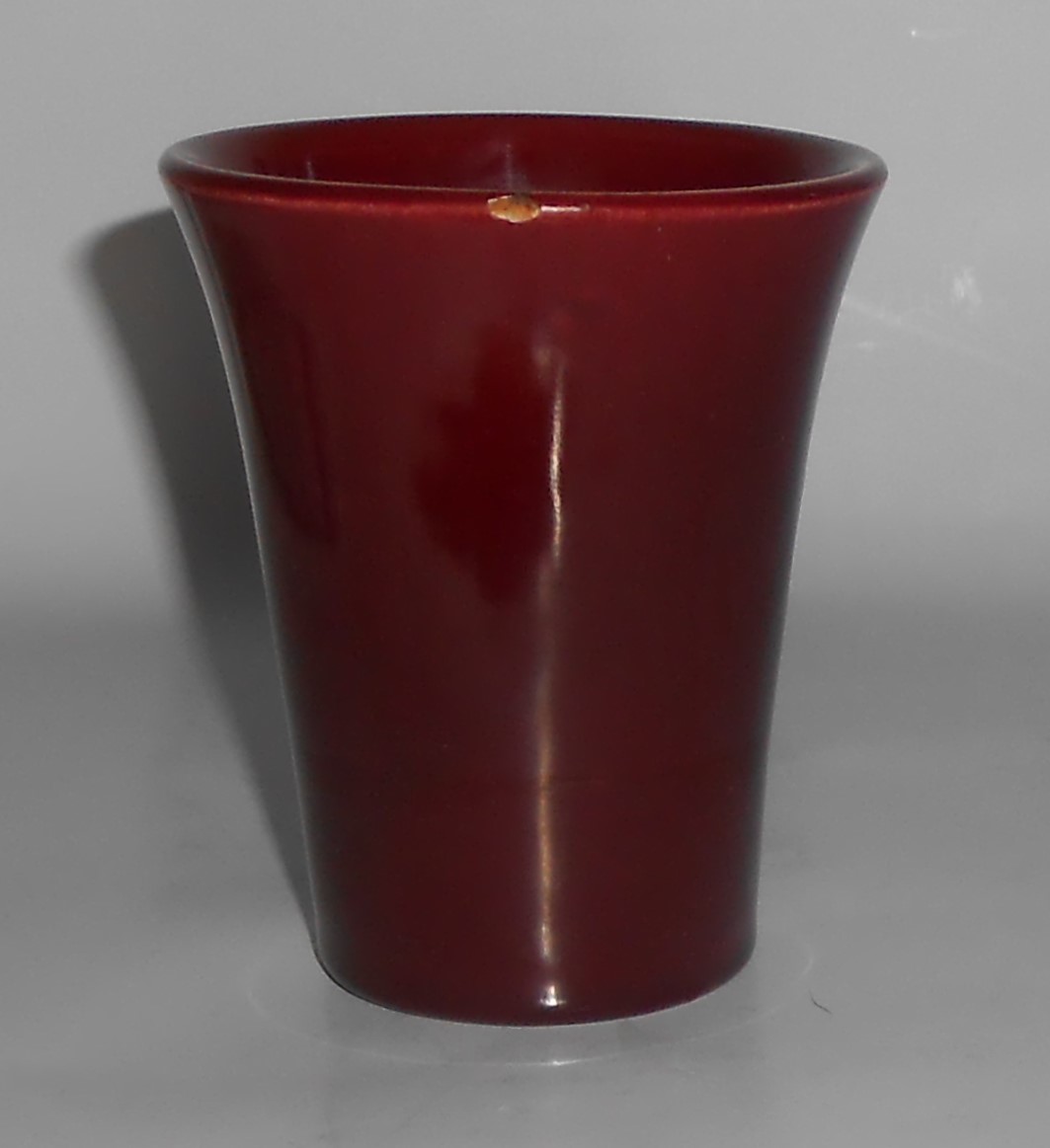 Bauer Pottery La Linda Burgundy Tumbler w/Copper Handle