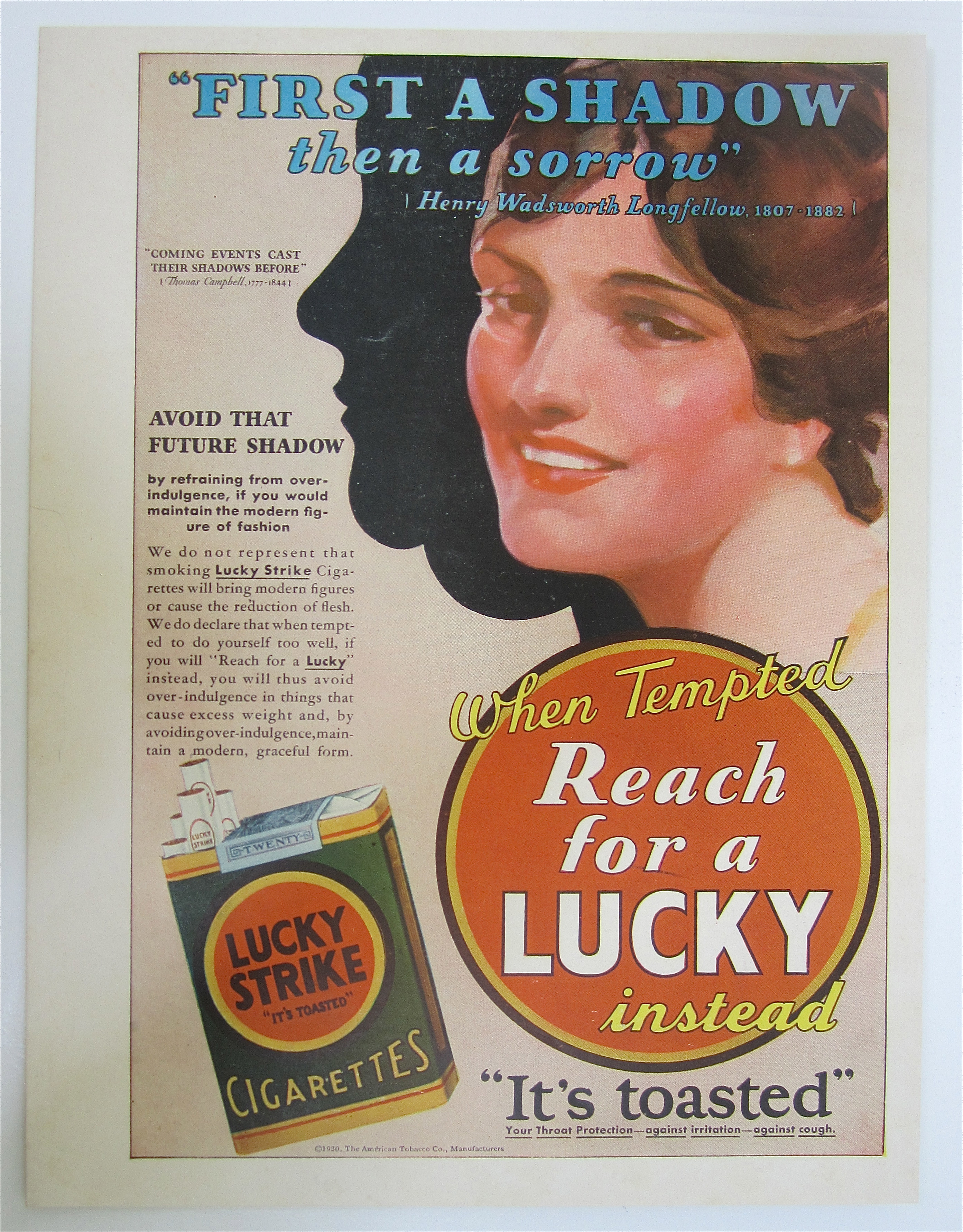 1930 Lucky Strike Cigarettes with Woman's Face