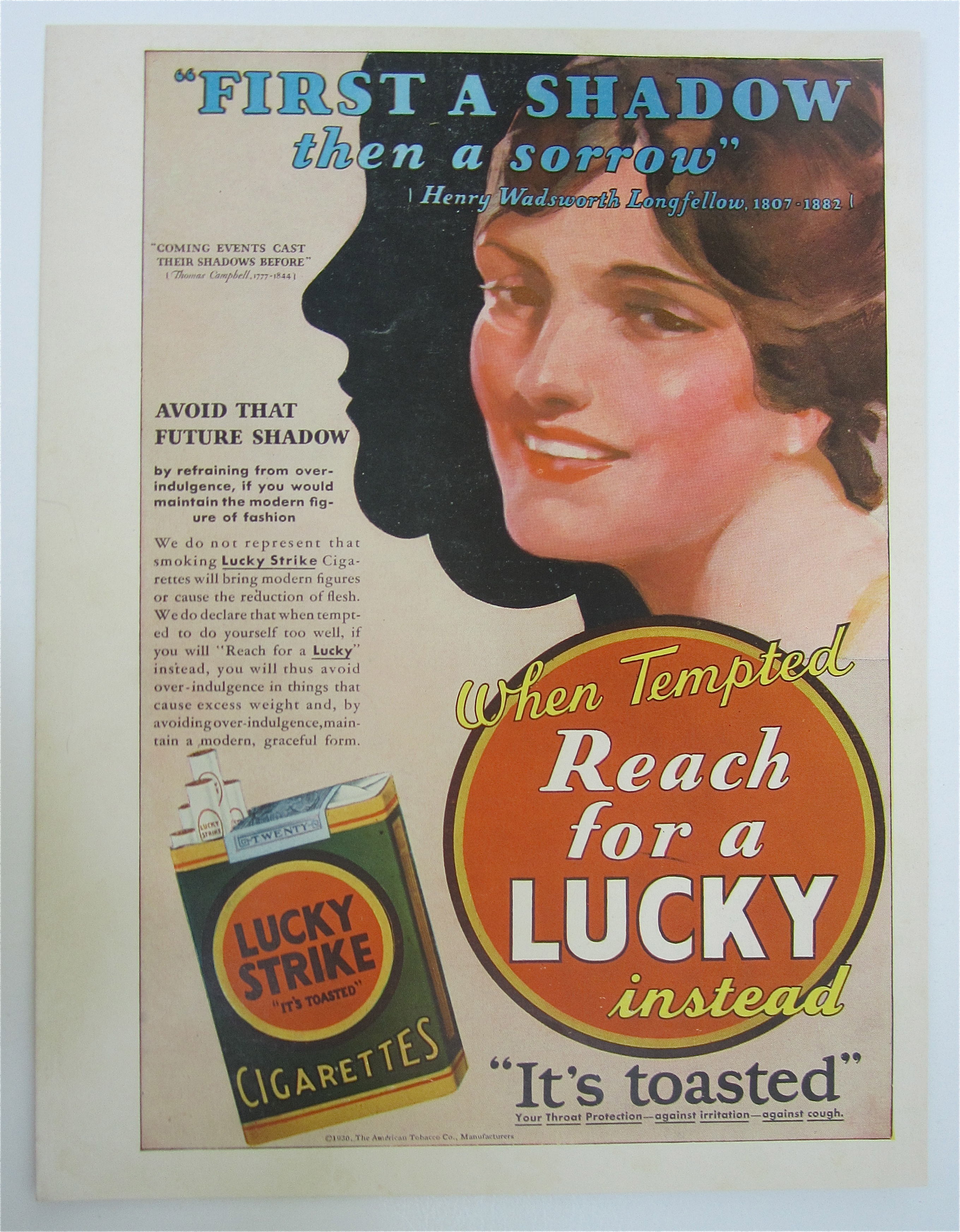 1930 Lucky Strike Cigarettes with Woman's Face