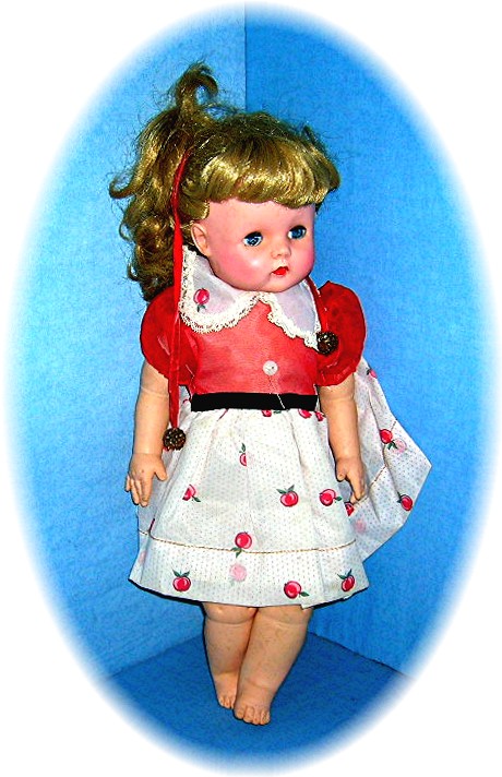 Fabulous Large Golden Hair Vintag Rubber Doll