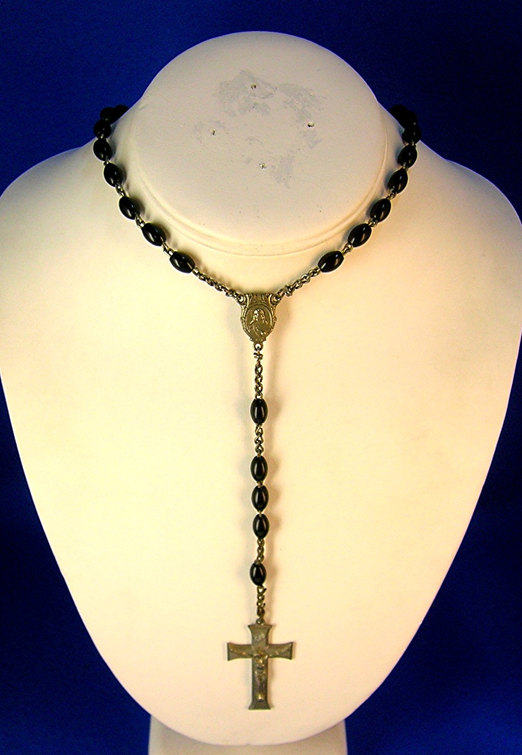 Chain Linked Vintage Black Bead Roasary