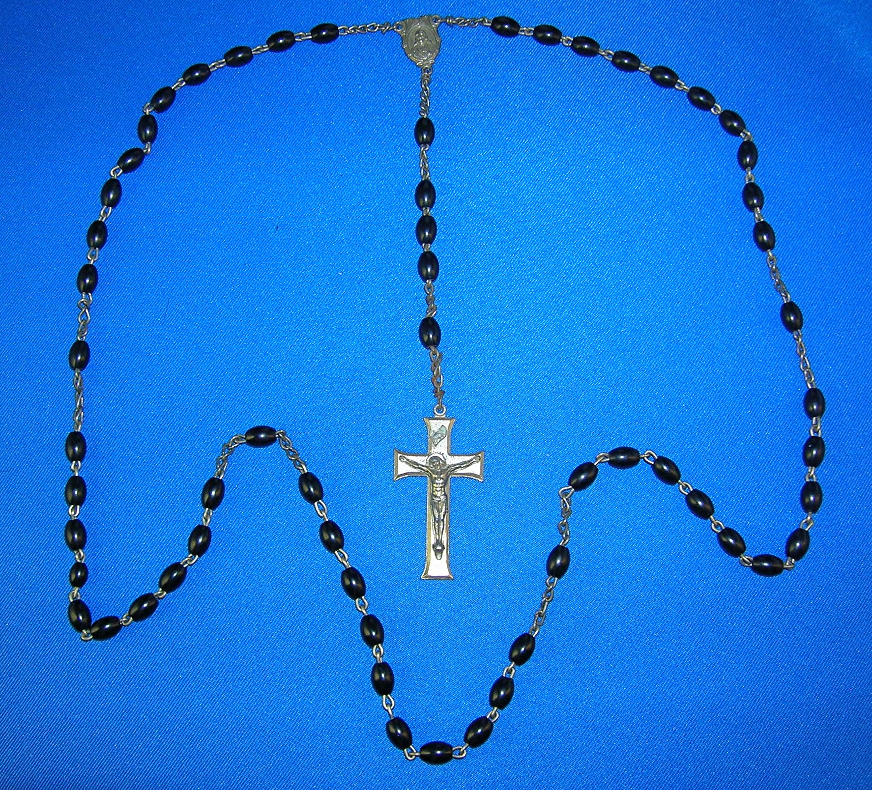 Chain Linked Vintage Black Bead Roasary