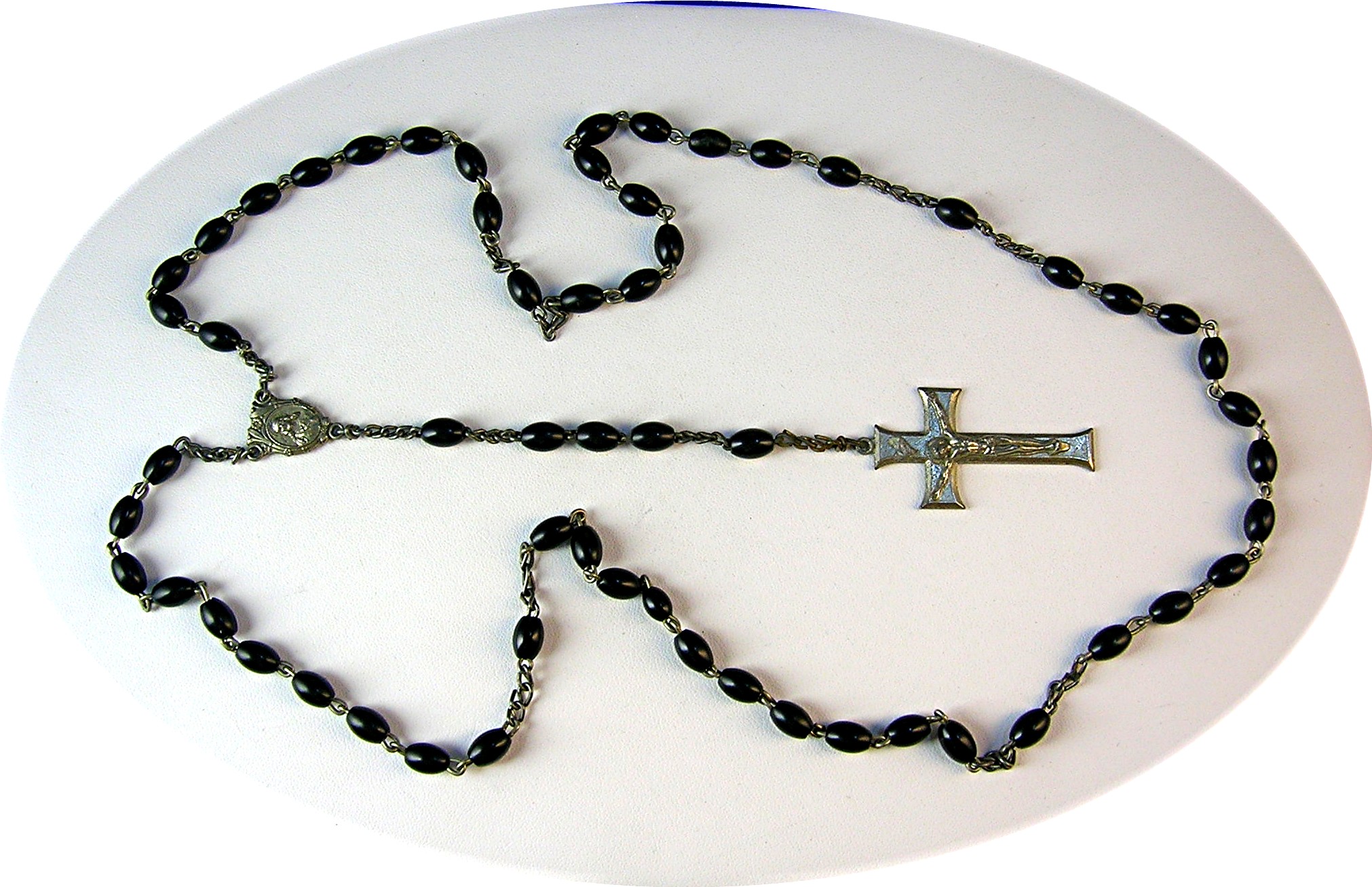 Chain Linked Vintage Black Bead Roasary