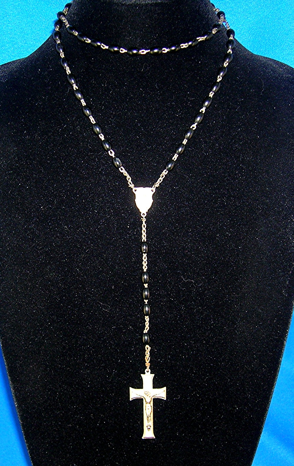 Chain Linked Vintage Black Bead Roasary