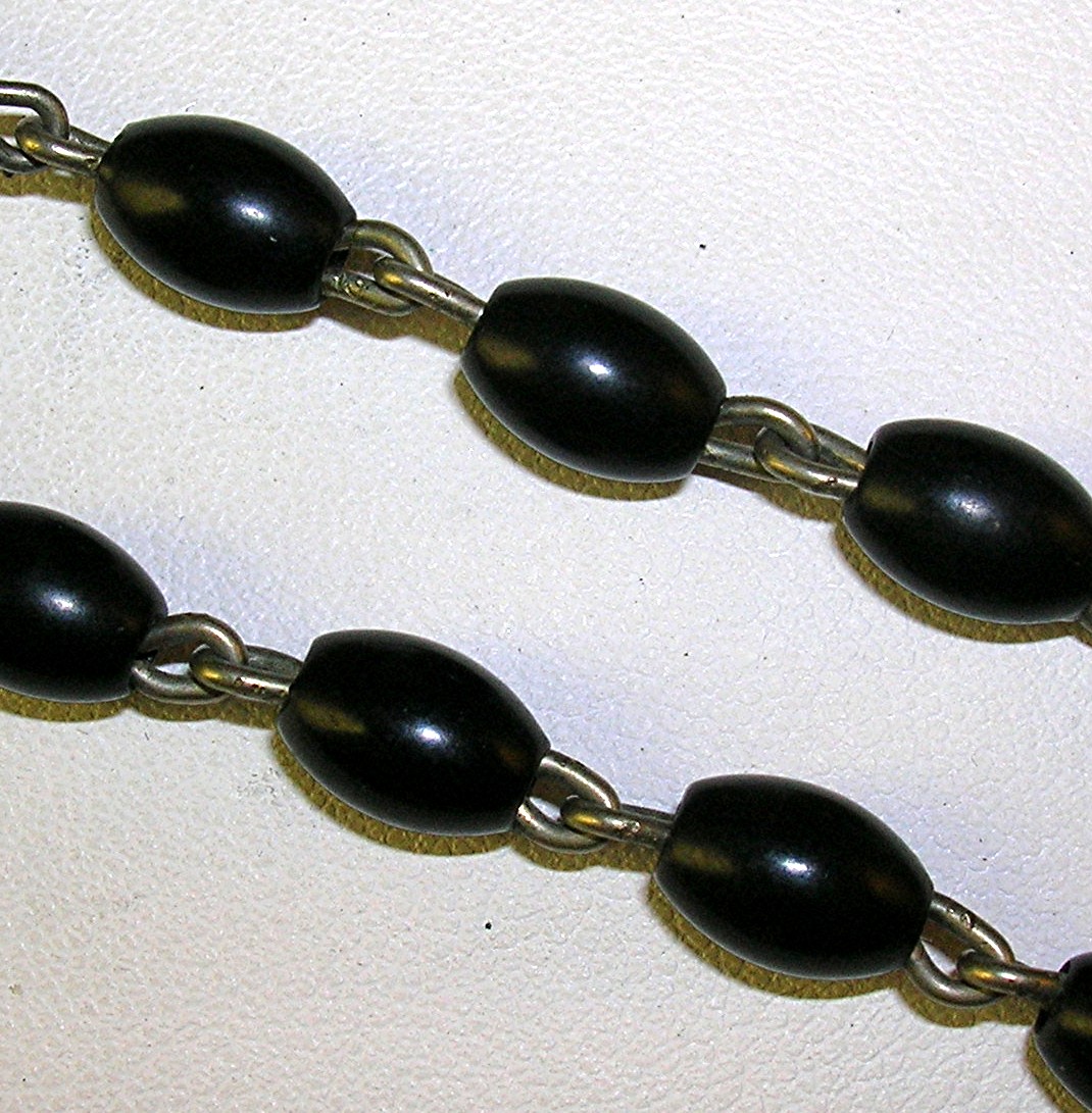 Chain Linked Vintage Black Bead Roasary