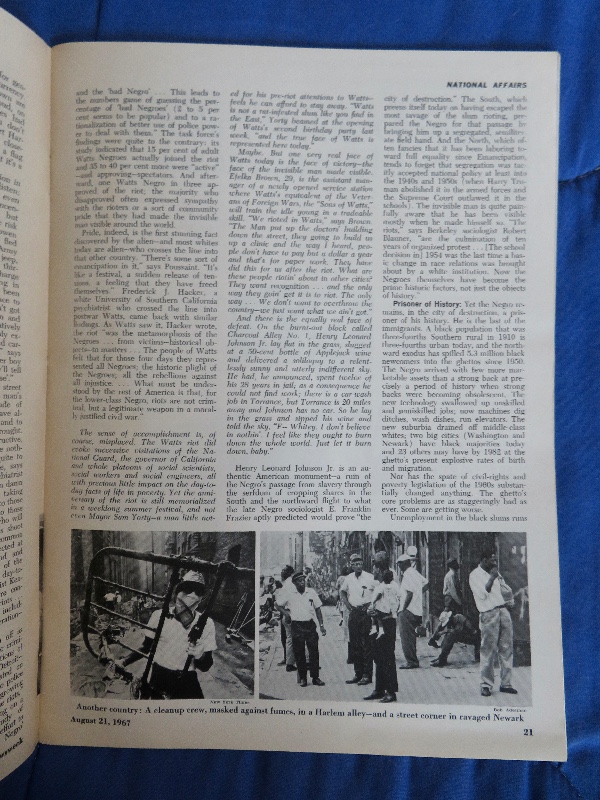 Newsweek Magazine August 21, 1967 The Black Mood (A Newsweek Survey)