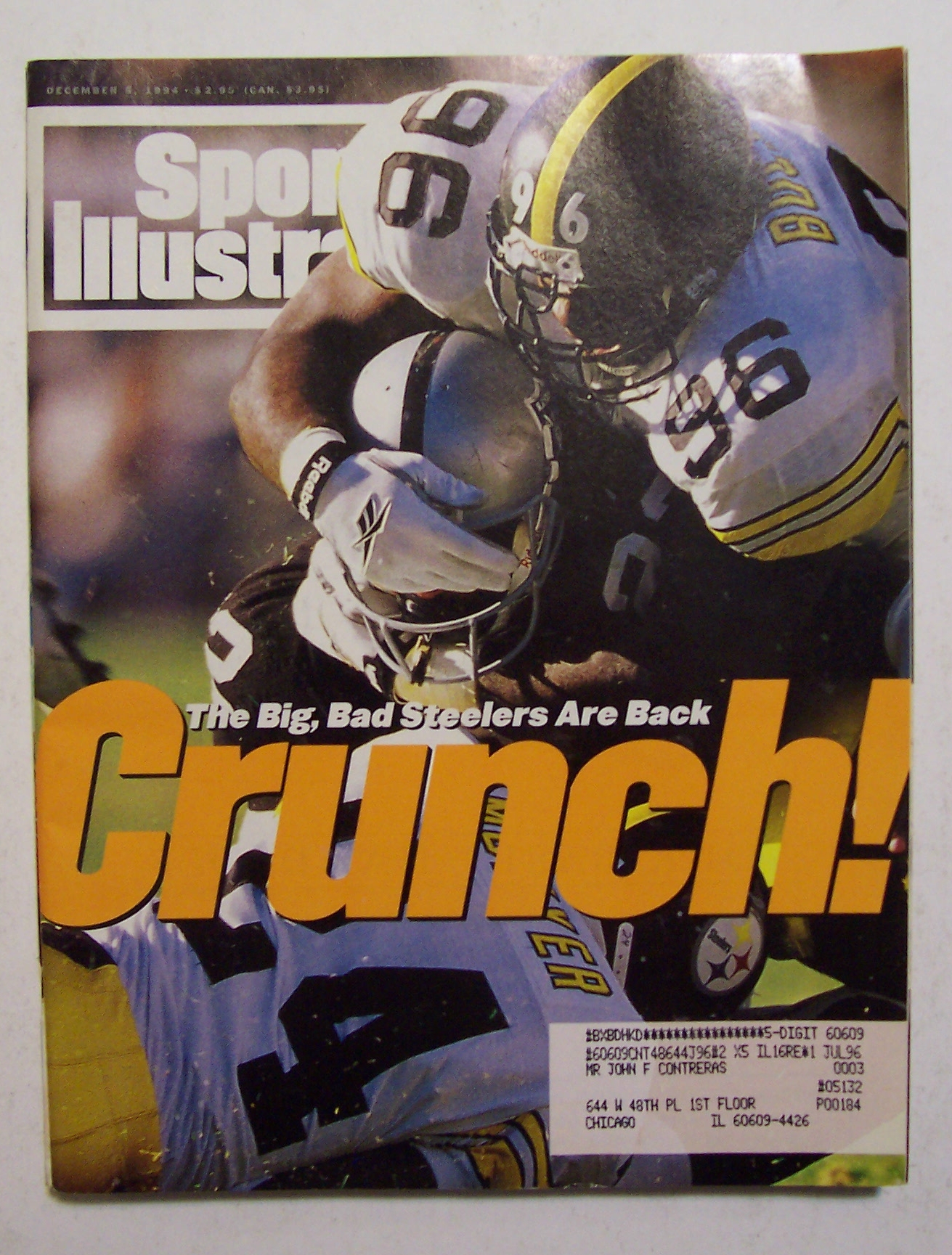 Sports Illustrated Magazine -Dec 5, 1994- Steelers