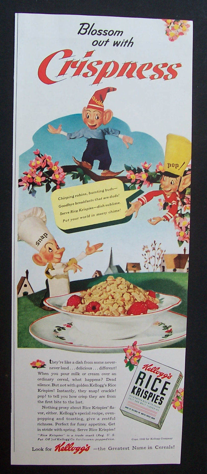 1942 Kellogg Rice Krispies w/Little Snap, Crackle & Pop