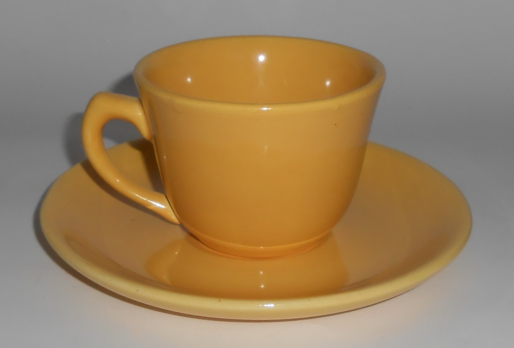 Bauer Pottery Mission Moderne Yellow Cup & Saucer Set
