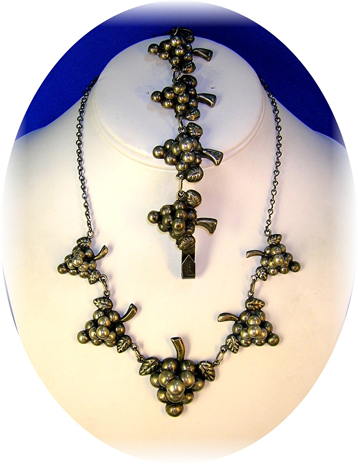 Silver Mexico Signed IC Grapes Necklace  Bracelet
