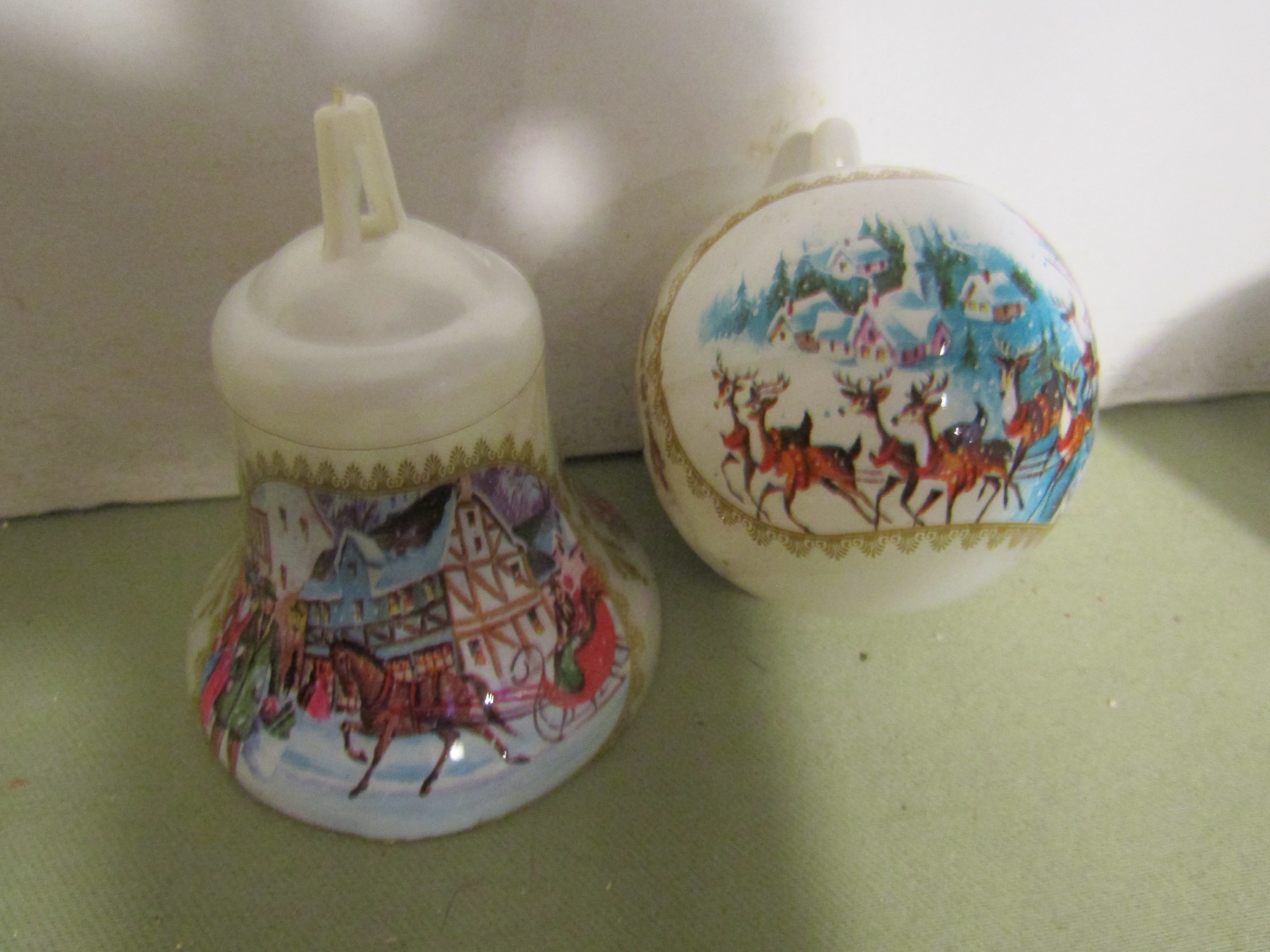 Vintage Christmas Tree Bulbs Winter Scenes by Bradford