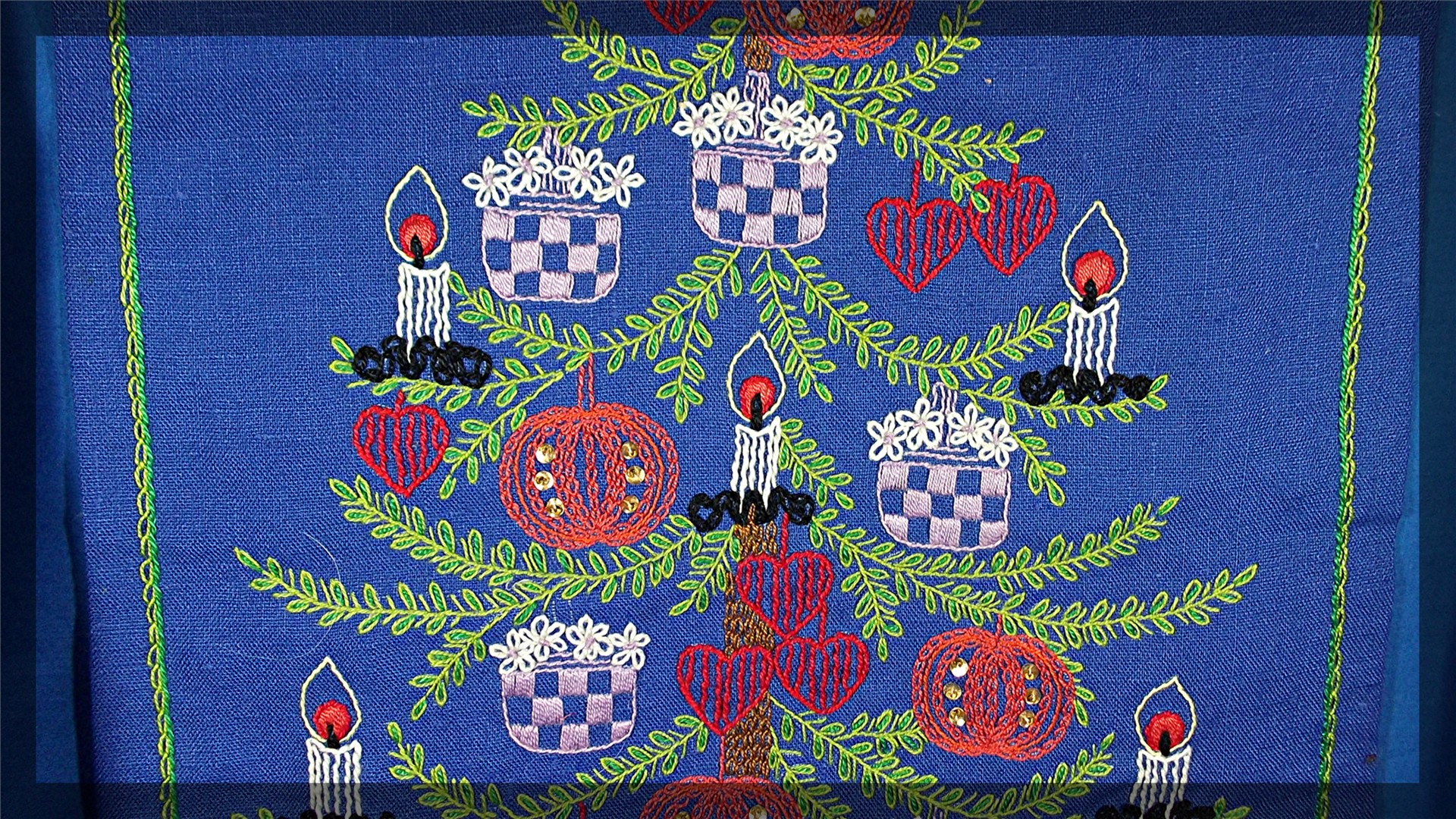 Christmas hand stitched wall or door hanging
