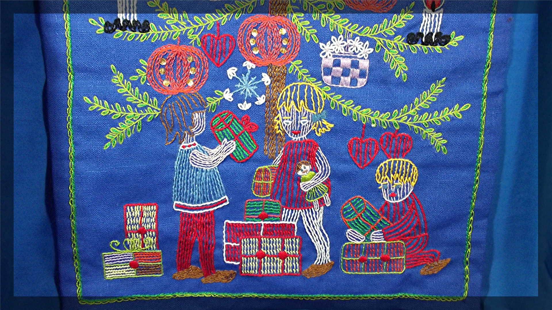 Christmas hand stitched wall or door hanging