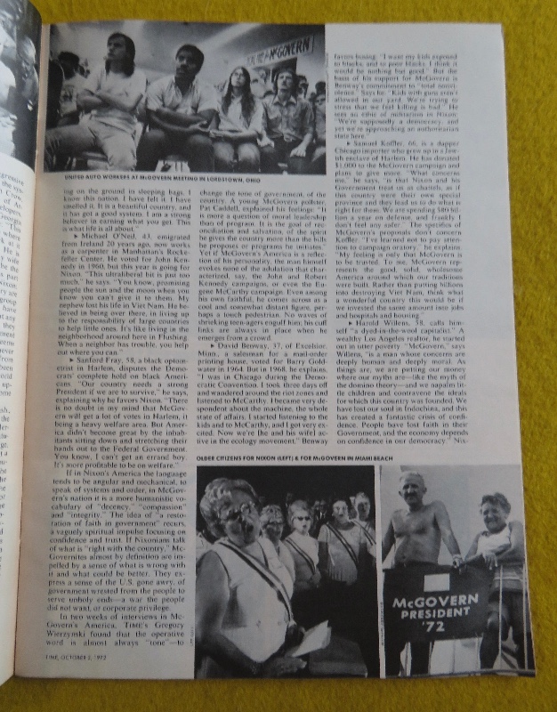 Time Magazine October 2, 1972 The Two Americas