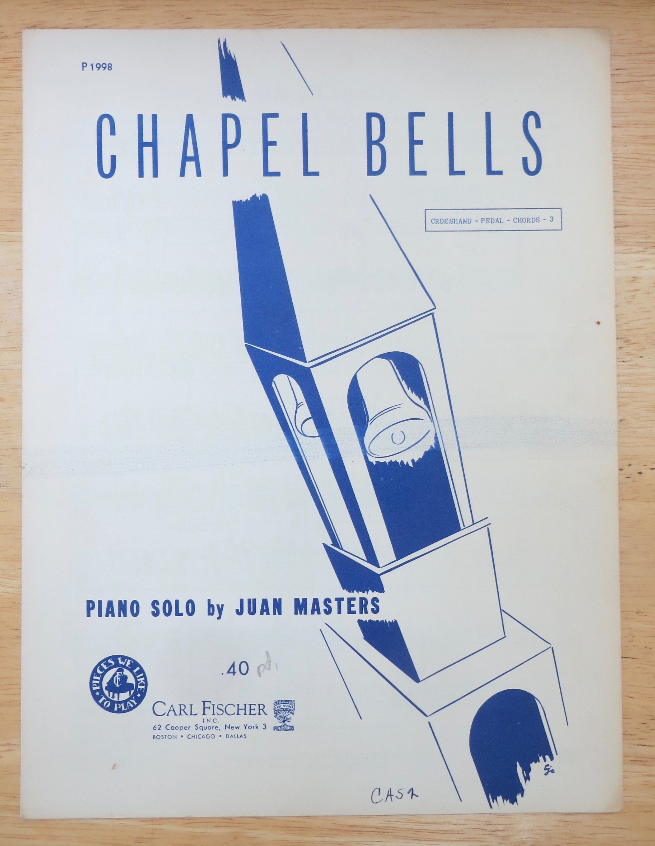 1934 Chapel Bells Sheet Music By Juan Masters