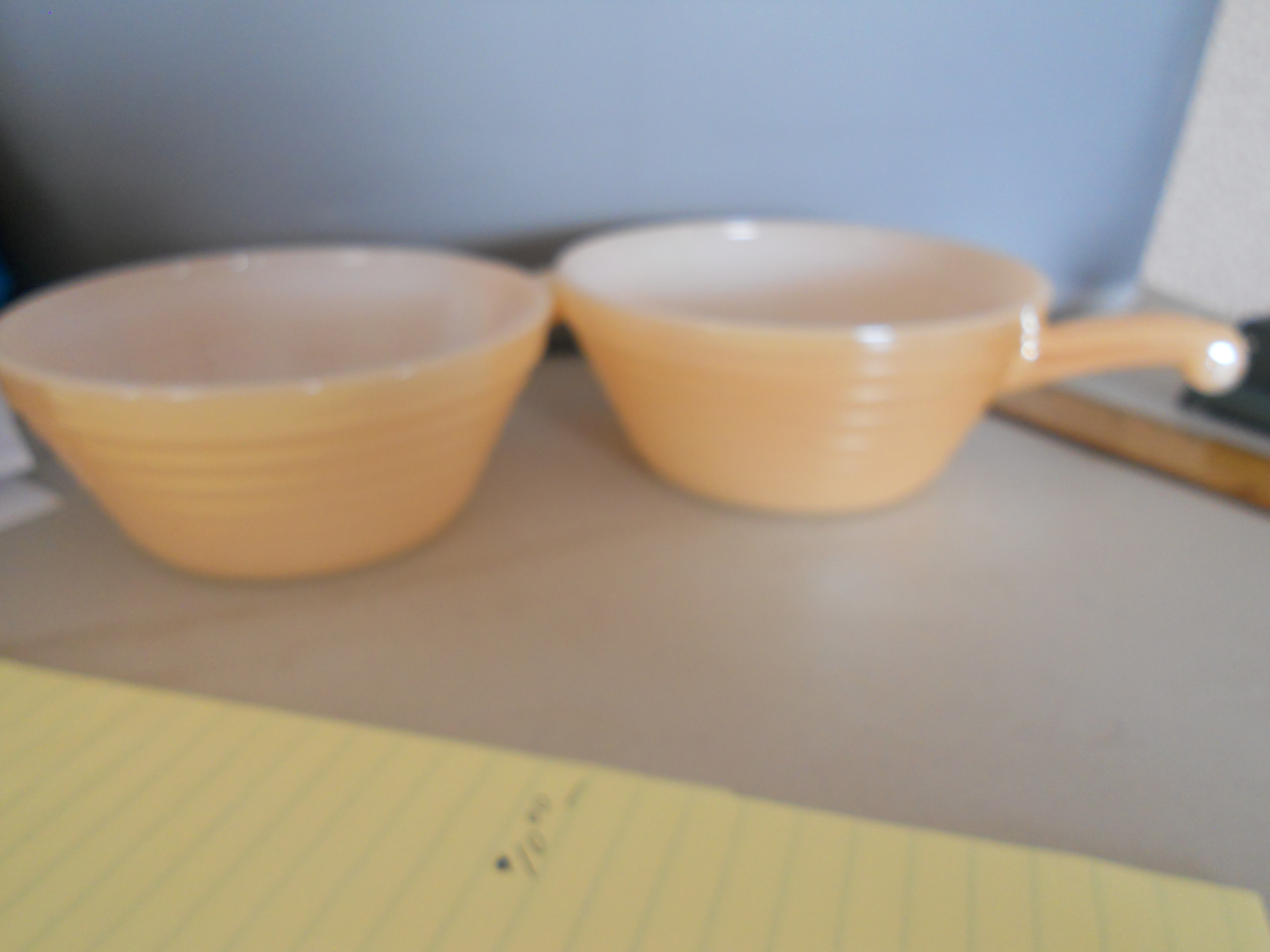 Fire King Peach Lustreware Bowl with Handle 2