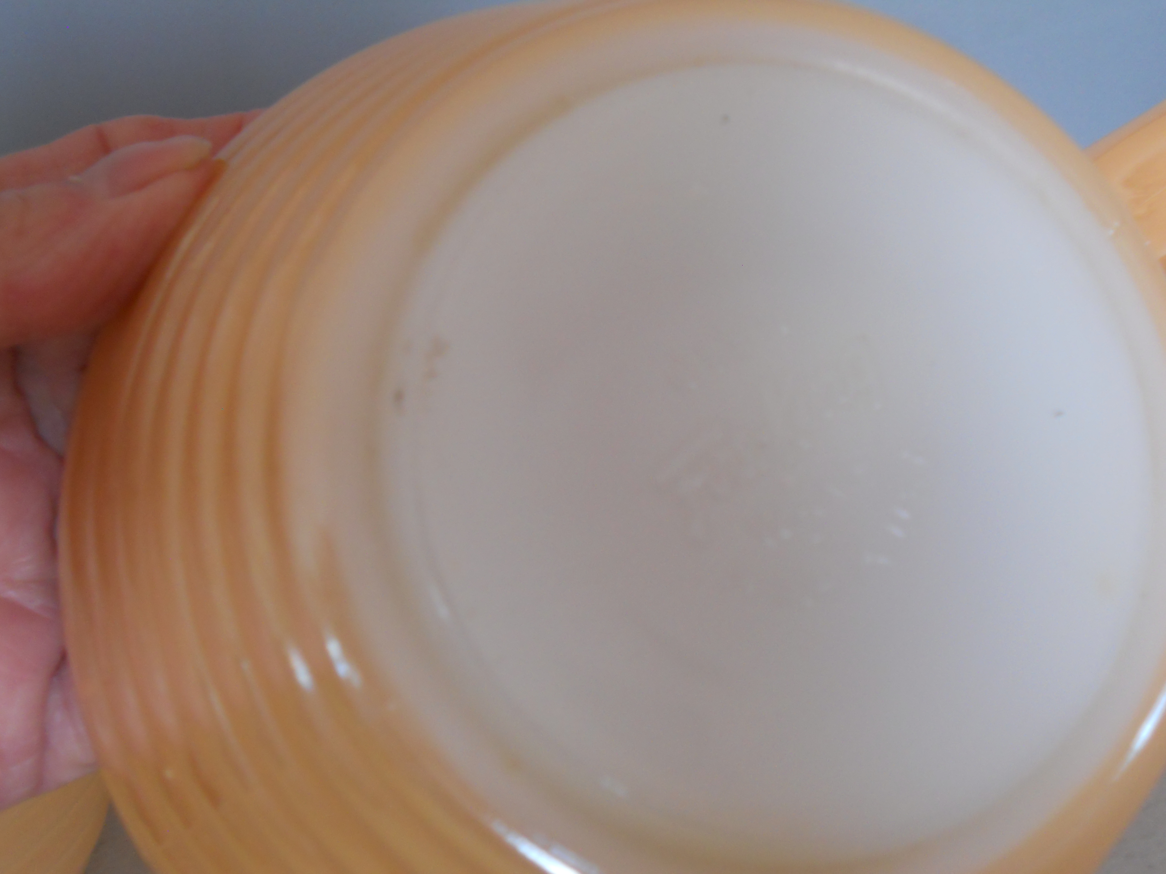 Fire King Peach Lustreware Bowl with Handle 2