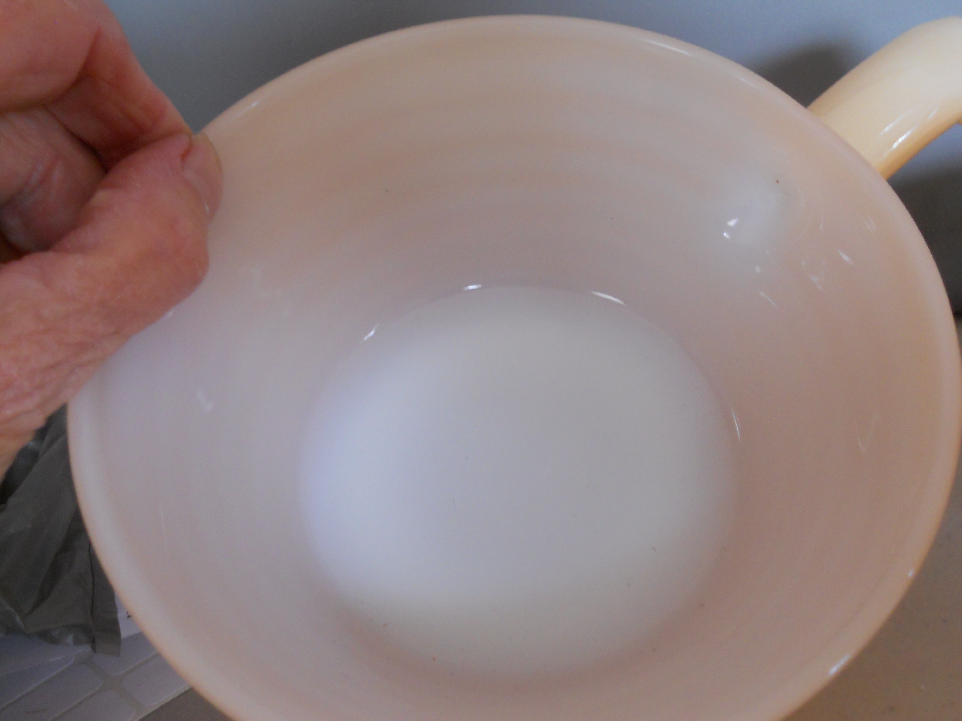 Fire King Peach Lustreware Bowl with Handle 2