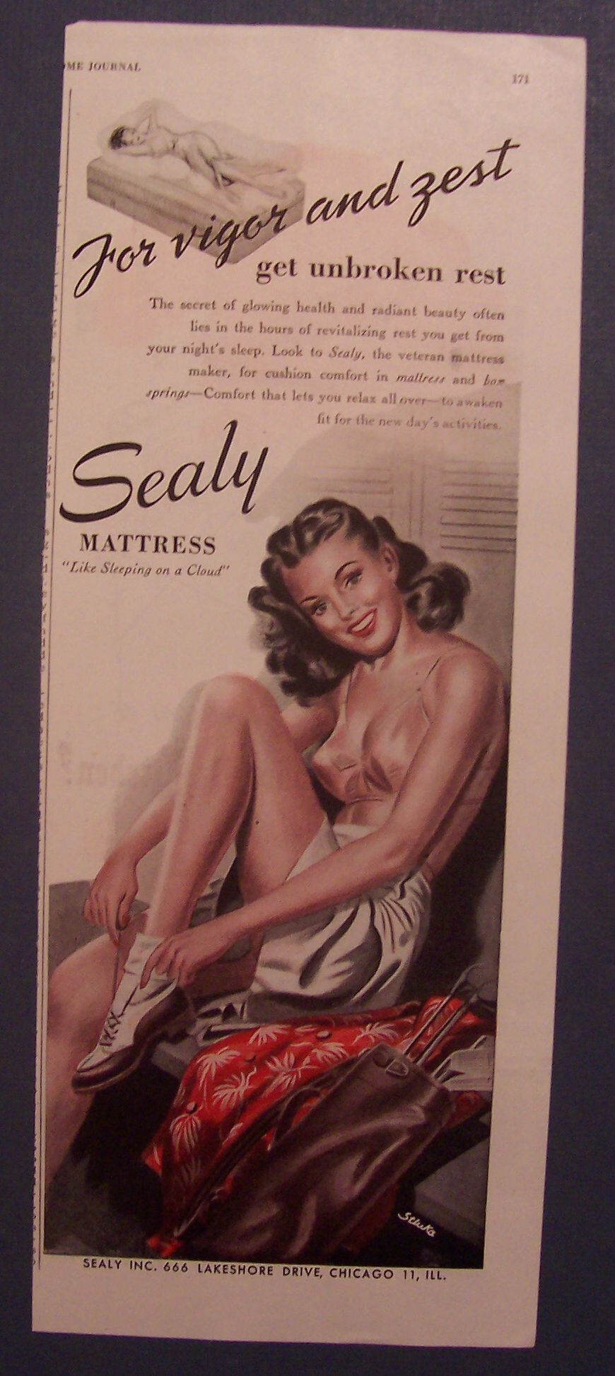 1945 Sealy Mattress with Lovely Woman