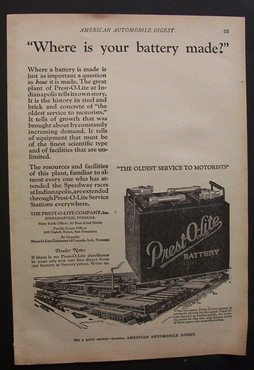 1923  Prest-O-Lite  Battery