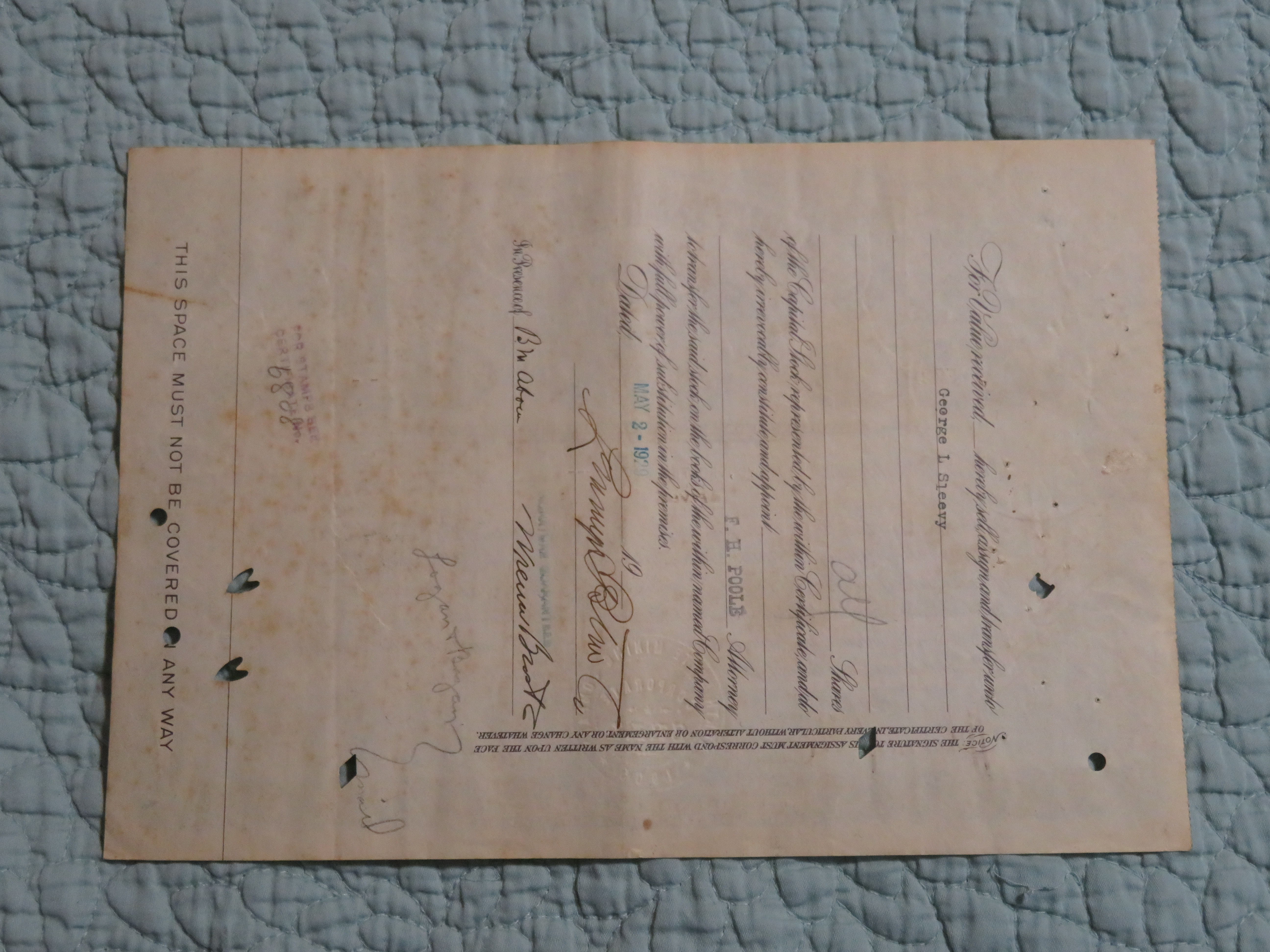 1929 North Butte Mining Company Stock Certificate