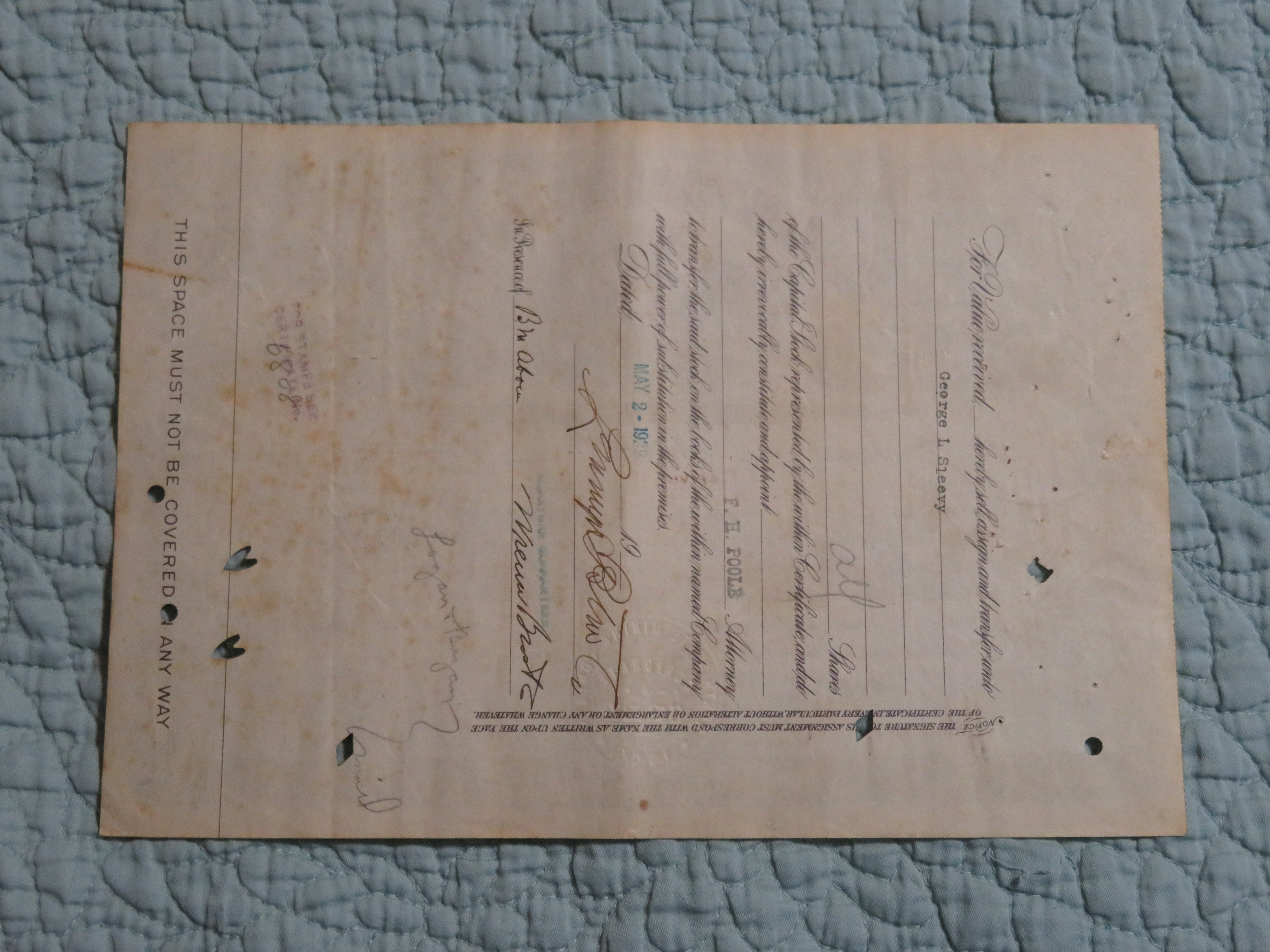 1929 North Butte Mining Company Stock Certificate