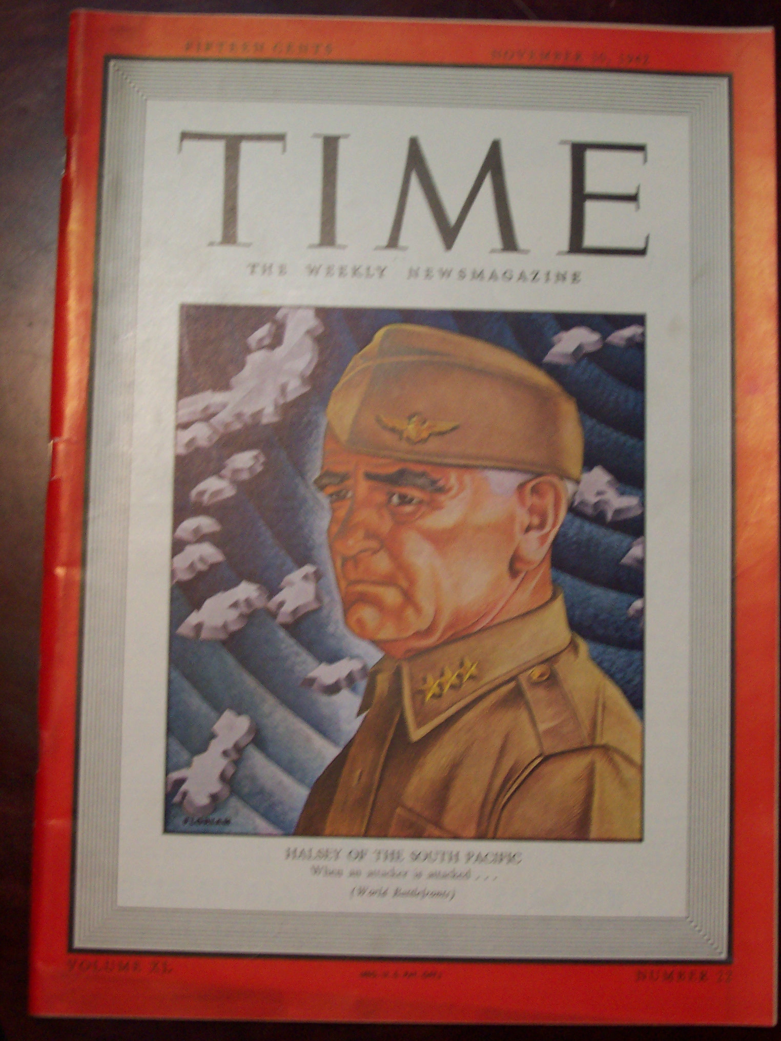Time Magazine -November 30, 1942- Admiral Halsey Cover