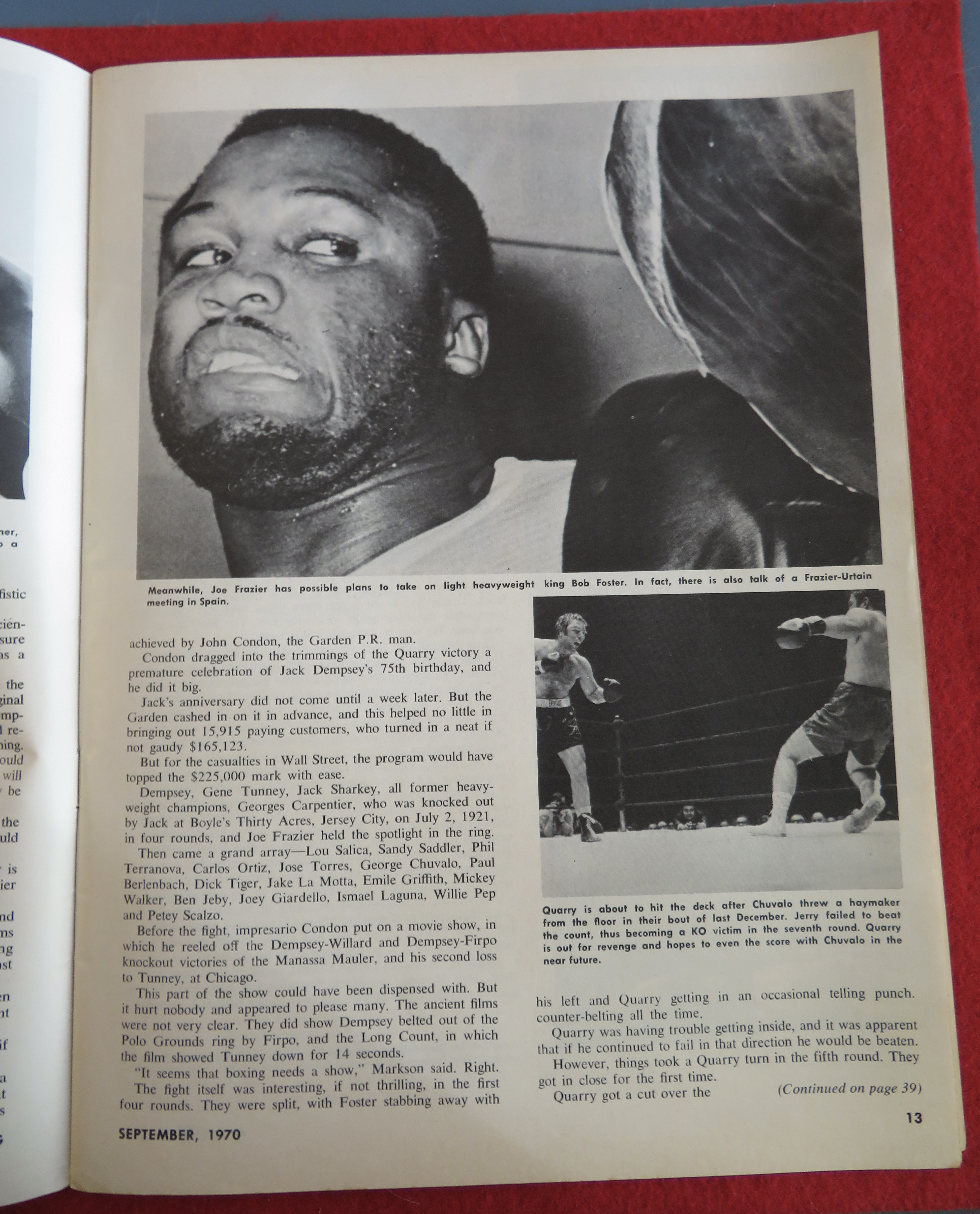 Ring Magazine September 1970 Mac Foster/Jerry Quarry
