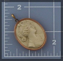 Pendant Gold Bezel LAVA Cameo Antique