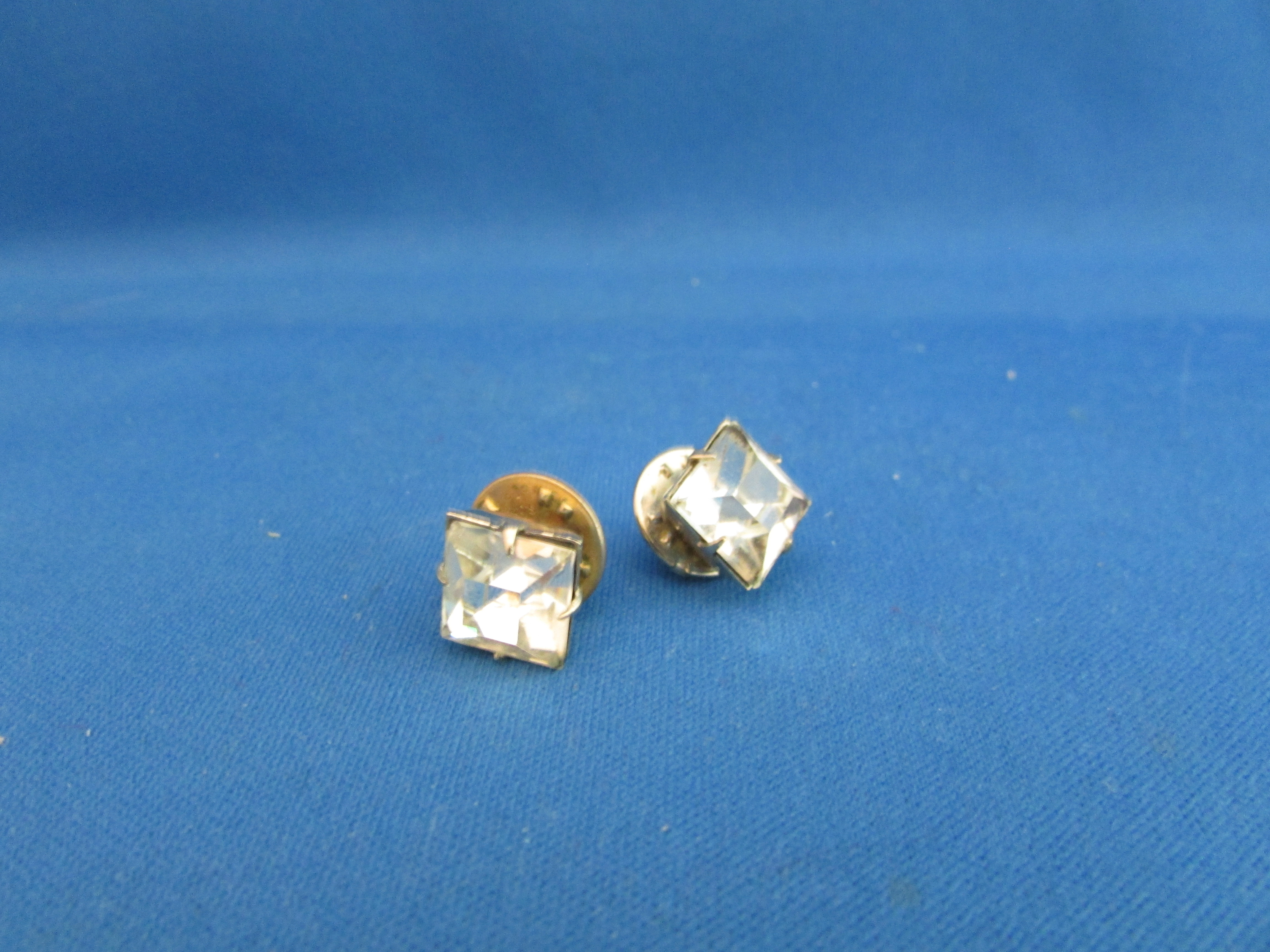 Clear Rhinestone Tie Tac or Lapel Pins