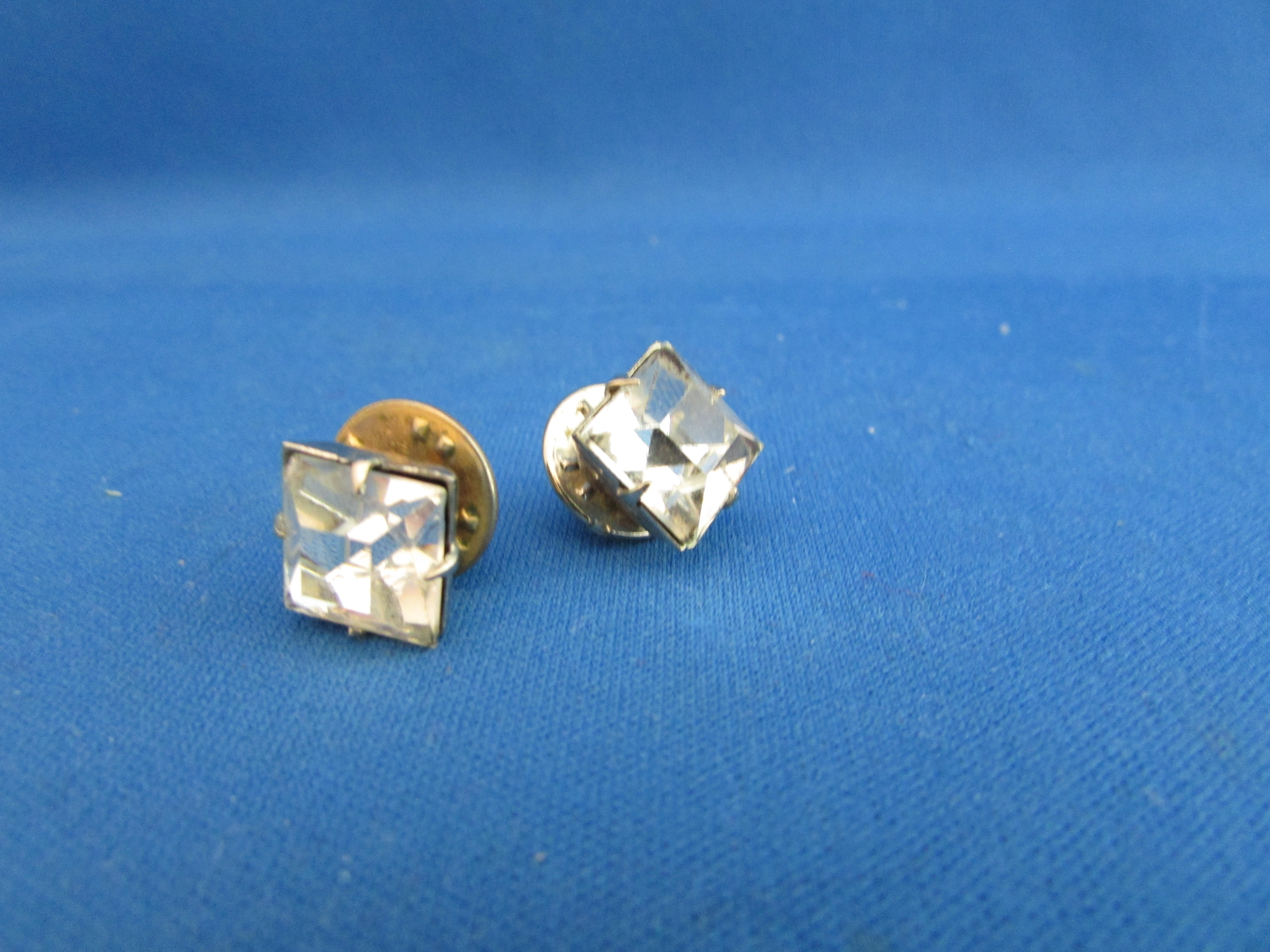 Clear Rhinestone Tie Tac or Lapel Pins
