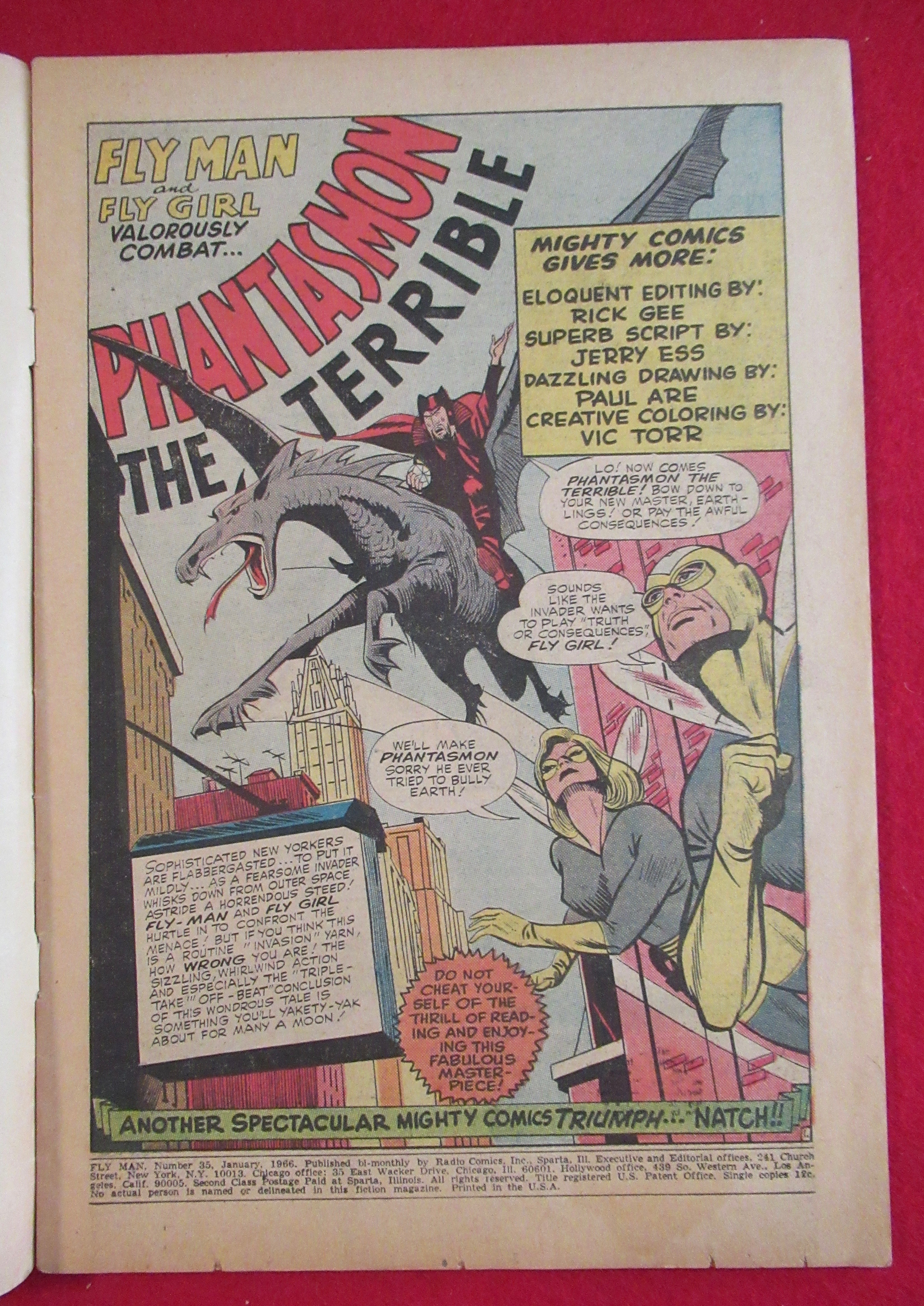 Fly Man Comic January 1966 Phantasmon