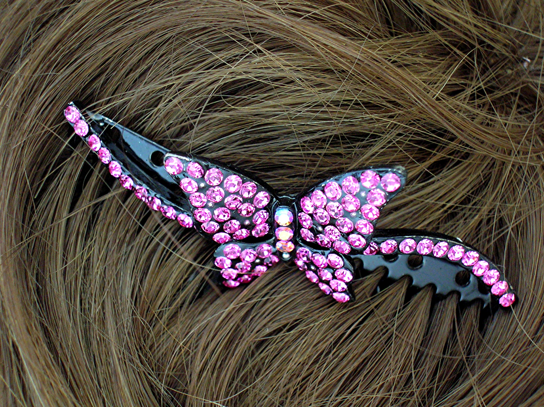 Crystal Pink Butterfly Hair Comb