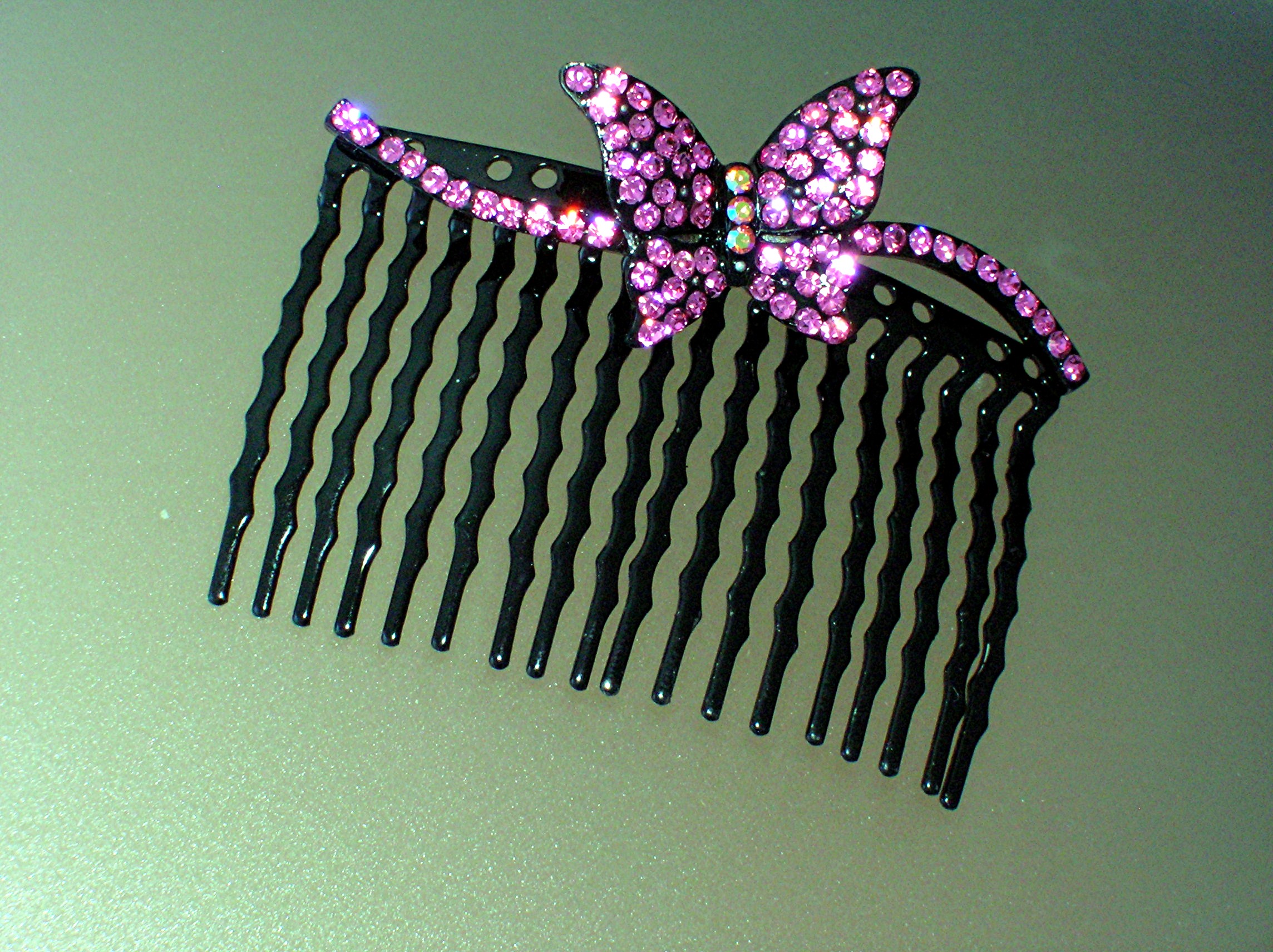 Crystal Pink Butterfly Hair Comb
