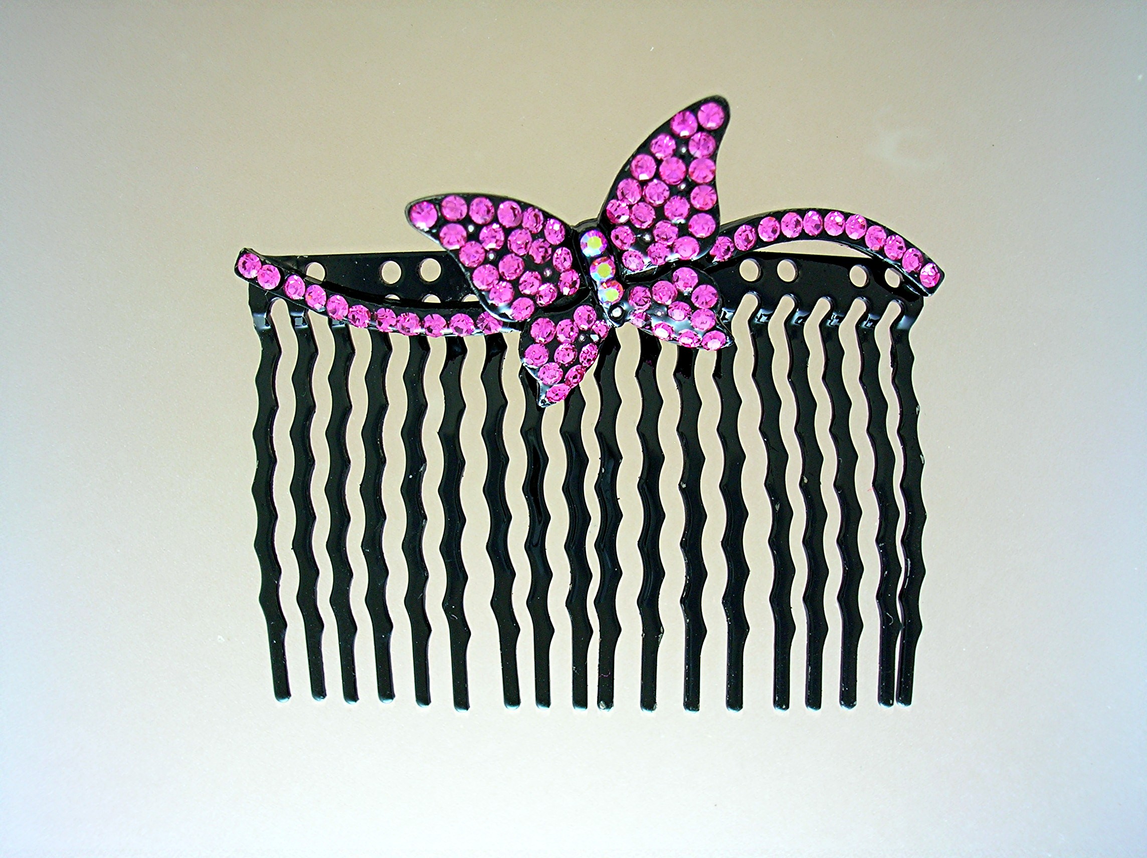 Crystal Pink Butterfly Hair Comb