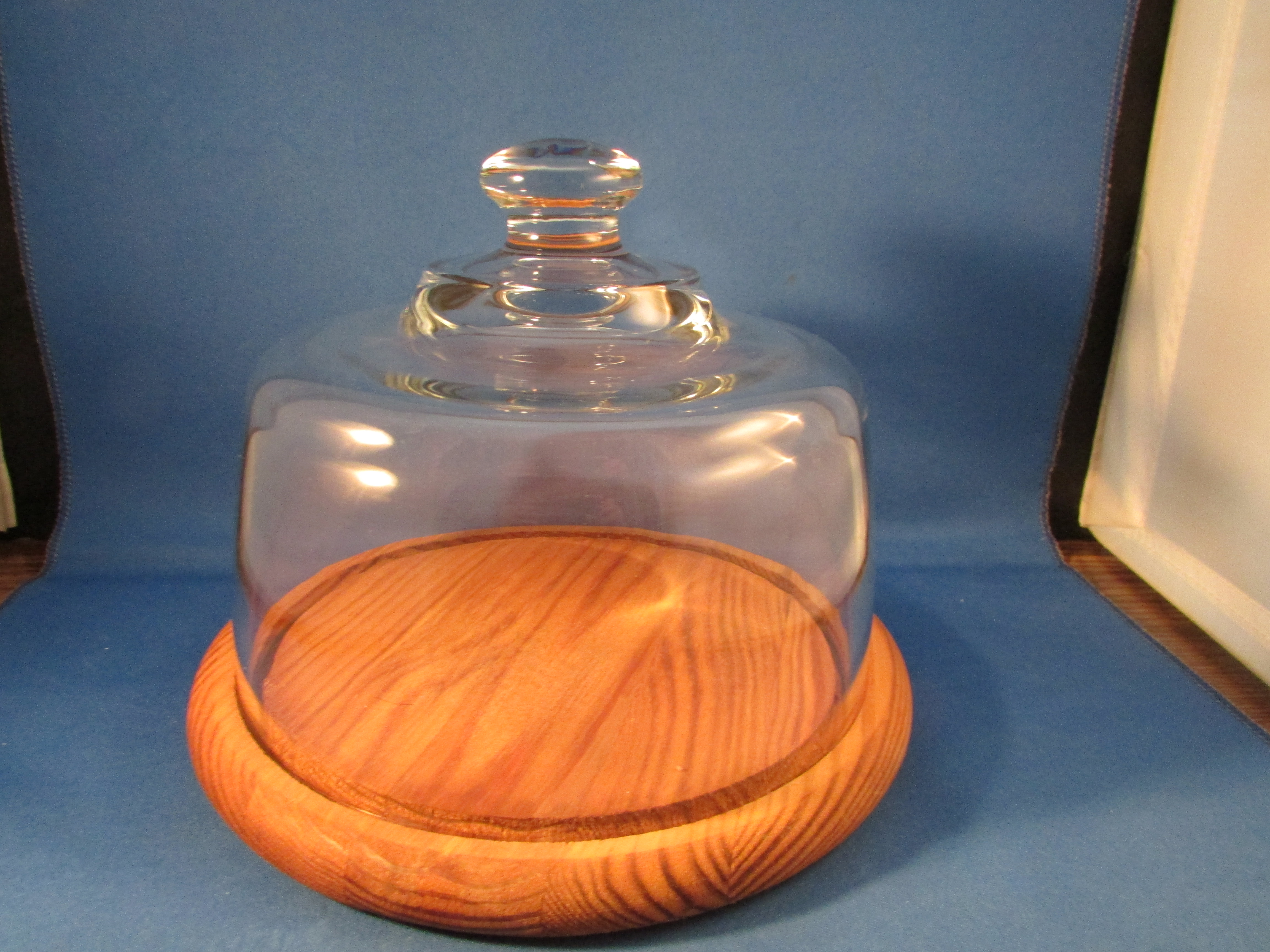Wooden Base Cheese or Butter Covered Dish