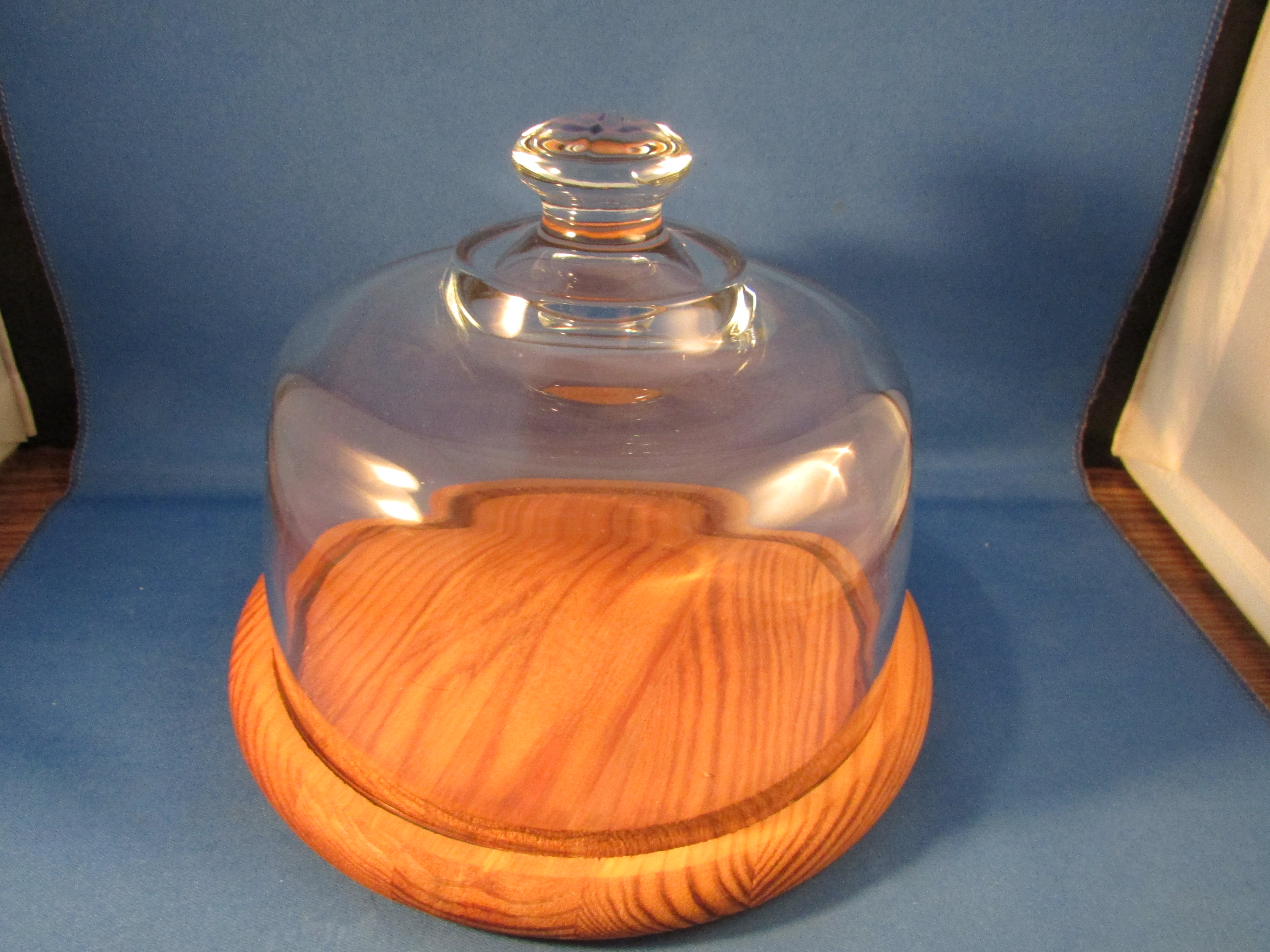 Wooden Base Cheese or Butter Covered Dish