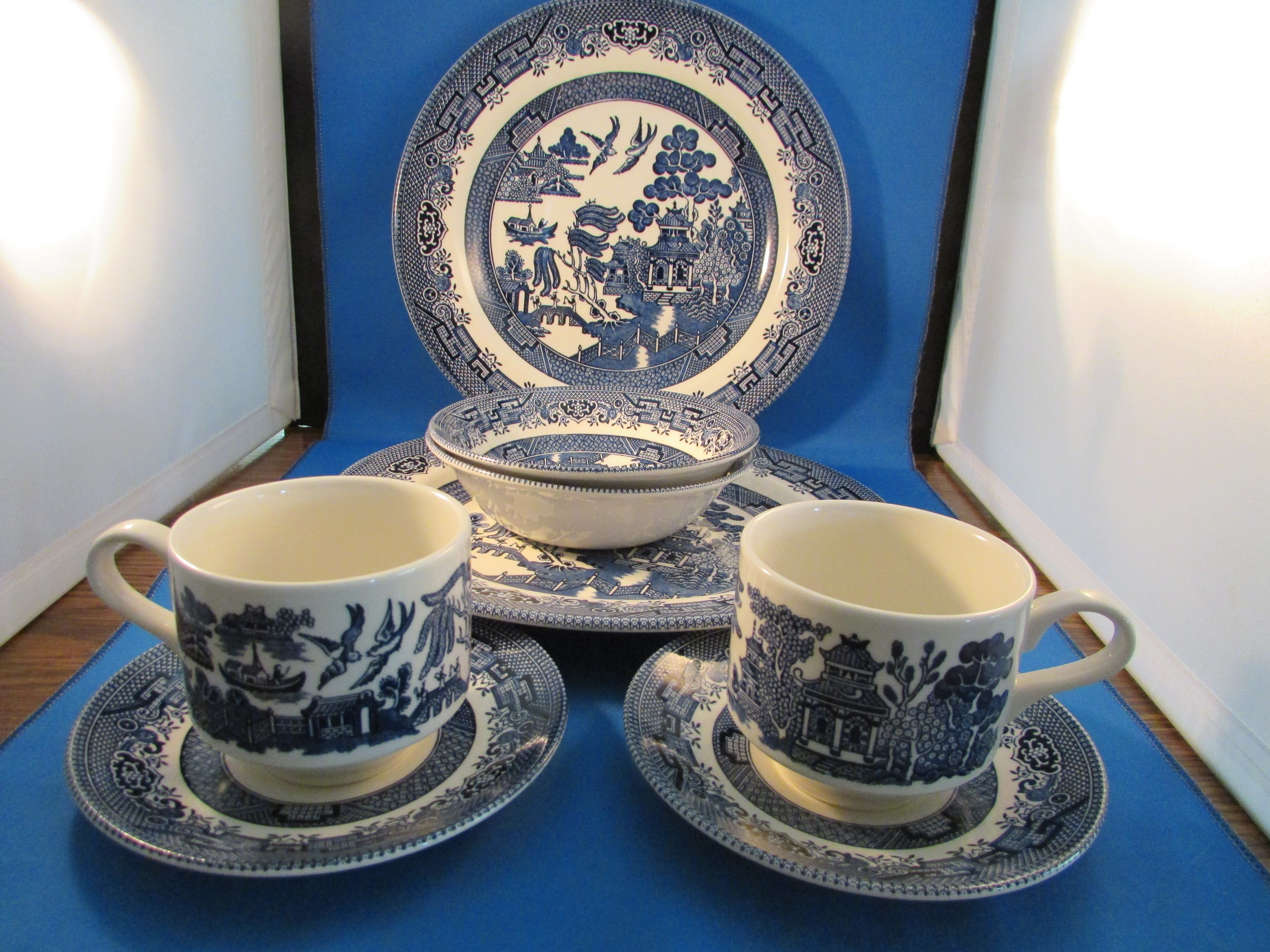 Two Table Sets of Blue Willow Dishes