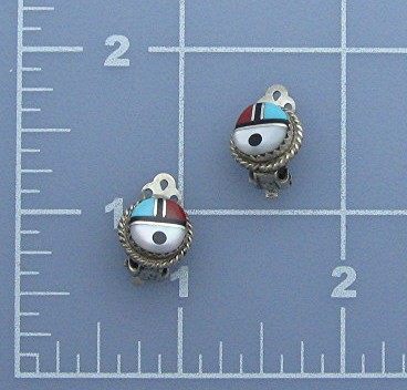 Sterling Silver Mother Pearl Coral Onyx Turquoise Clip