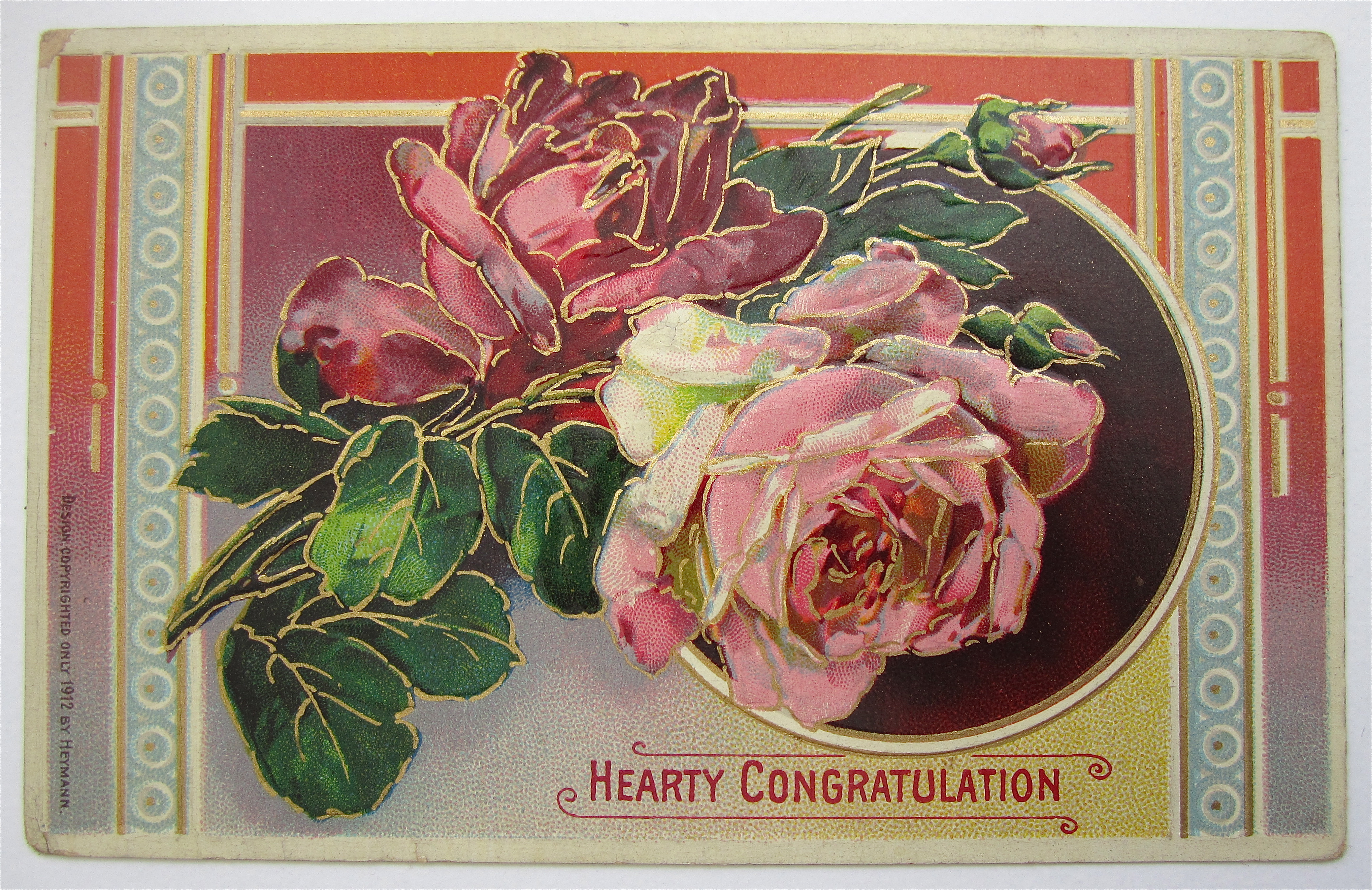 Pink Roses And Green Leaves Postcard