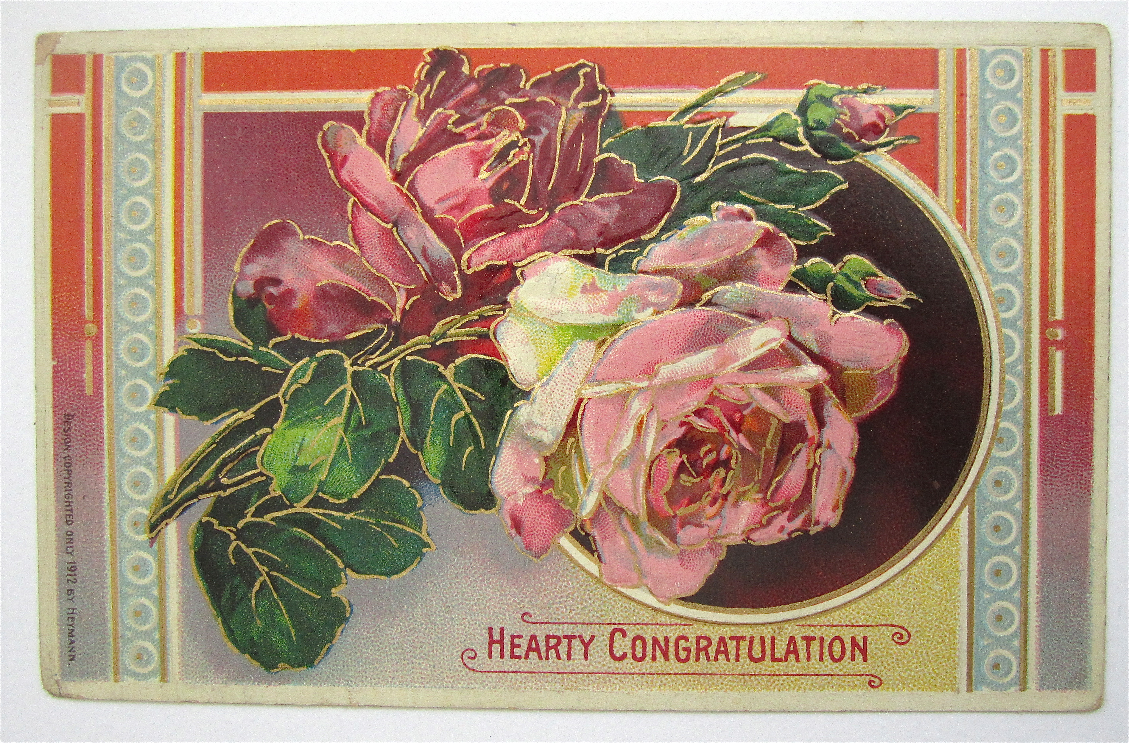 Pink Roses And Green Leaves Postcard