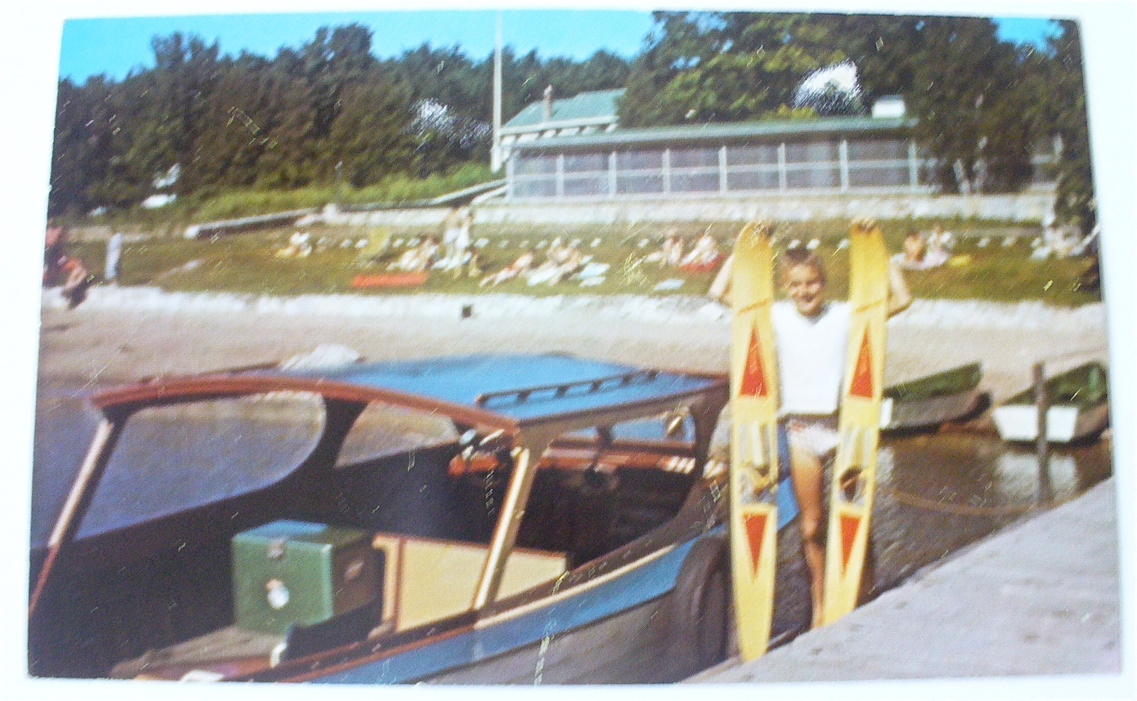 Boy On Pier At Bay Shore Inn Postcard (Sturgeon Bay)